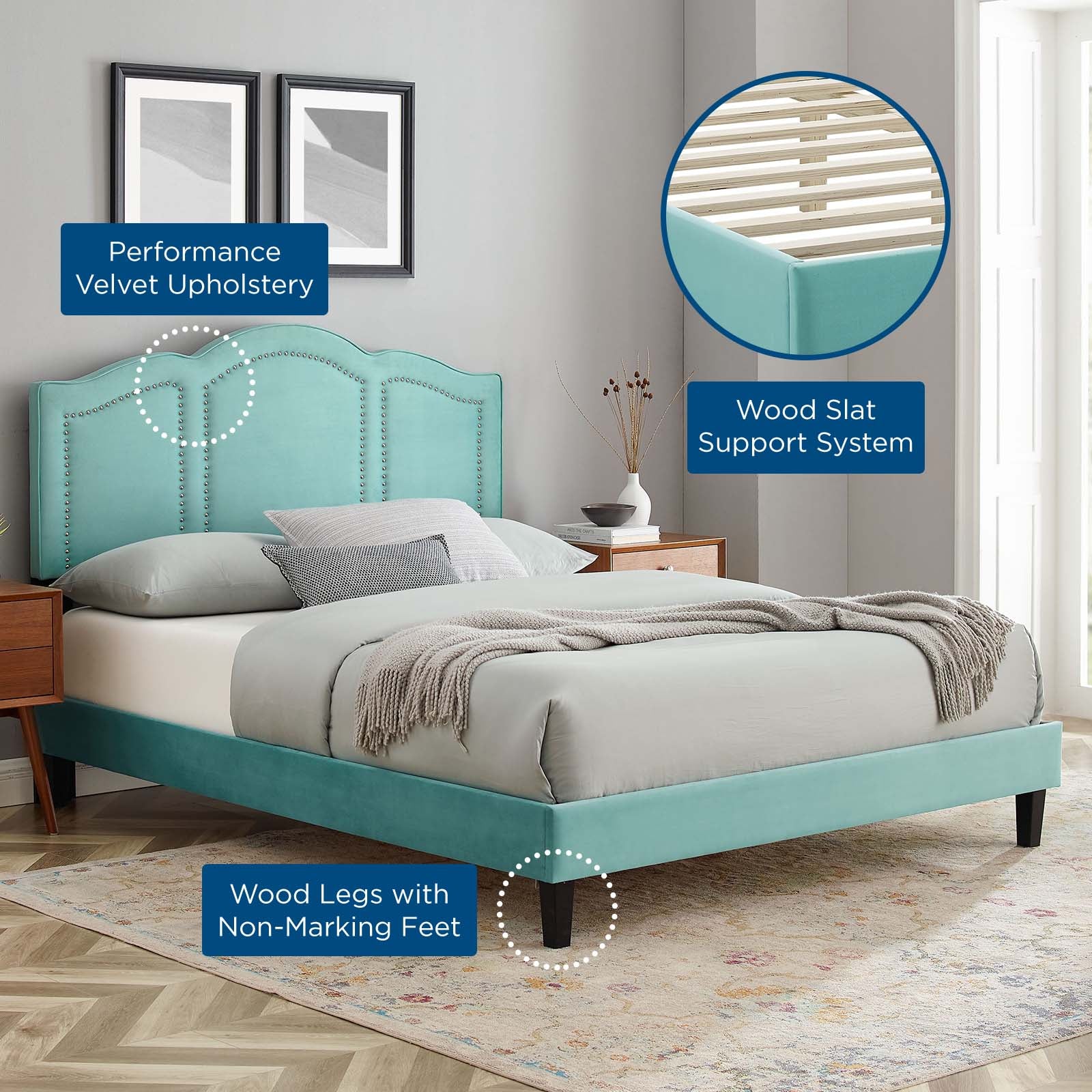 Emerson Performance Velvet Queen Platform Bed By Modway - MOD-6579 - Image 44