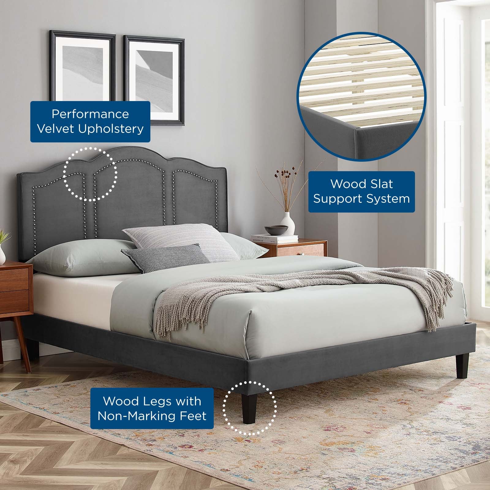Emerson Performance Velvet Twin Platform Bed By Modway - MOD-6849 - Image 6
