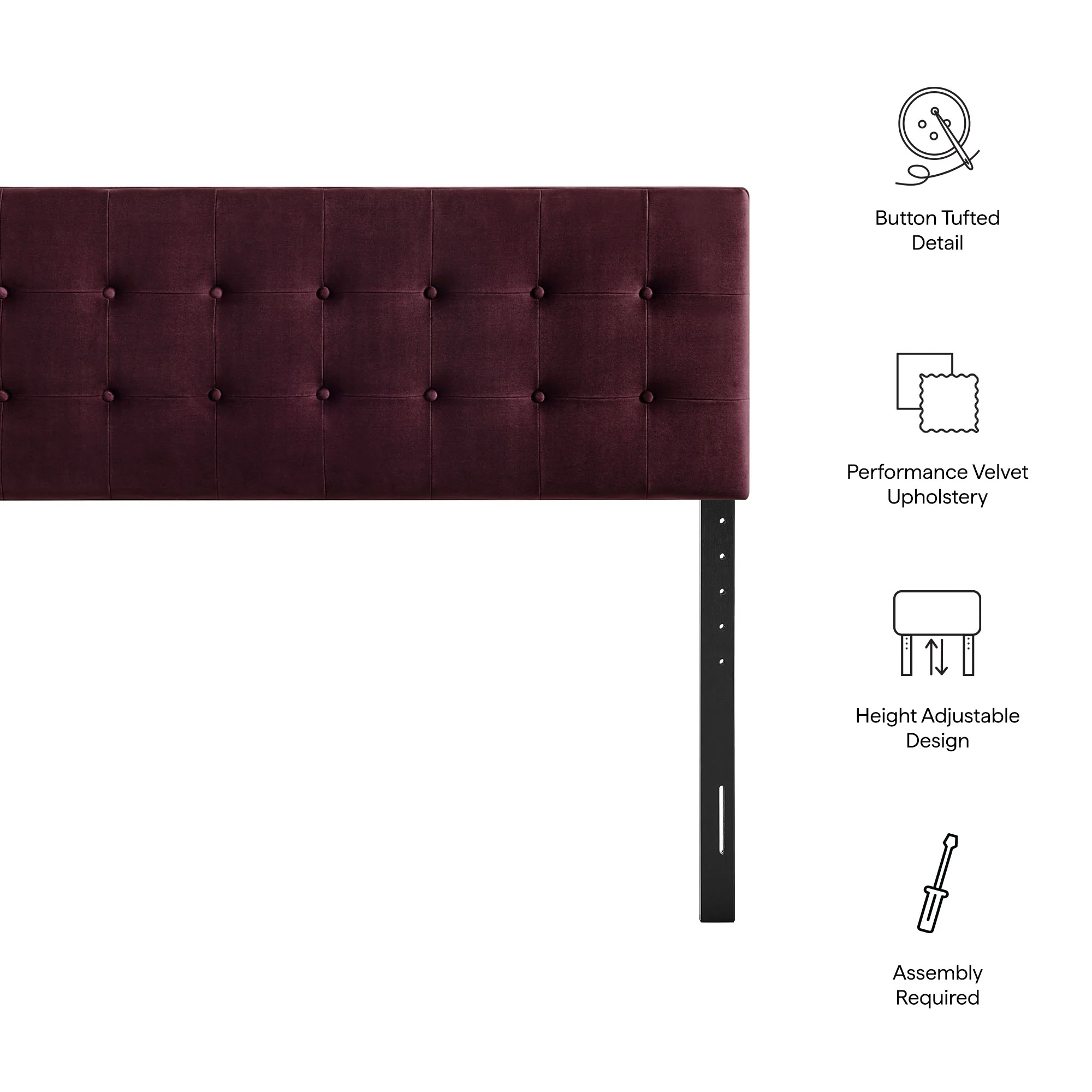 Emily Stain-Resistant Performance Velvet King Size Headboard by Modway - Image 39
