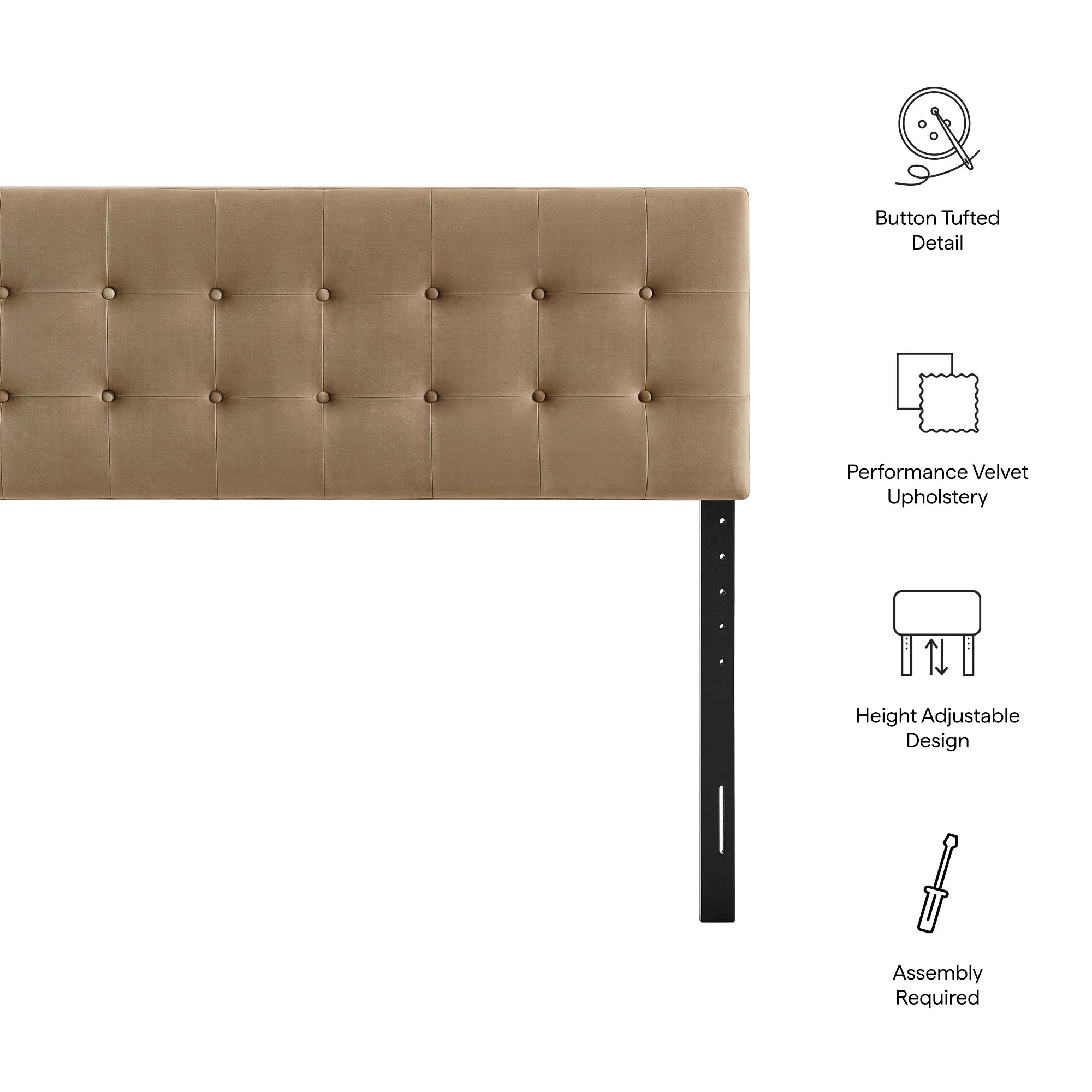 Emily Stain-Resistant Performance Velvet King Size Headboard by Modway - Image 55