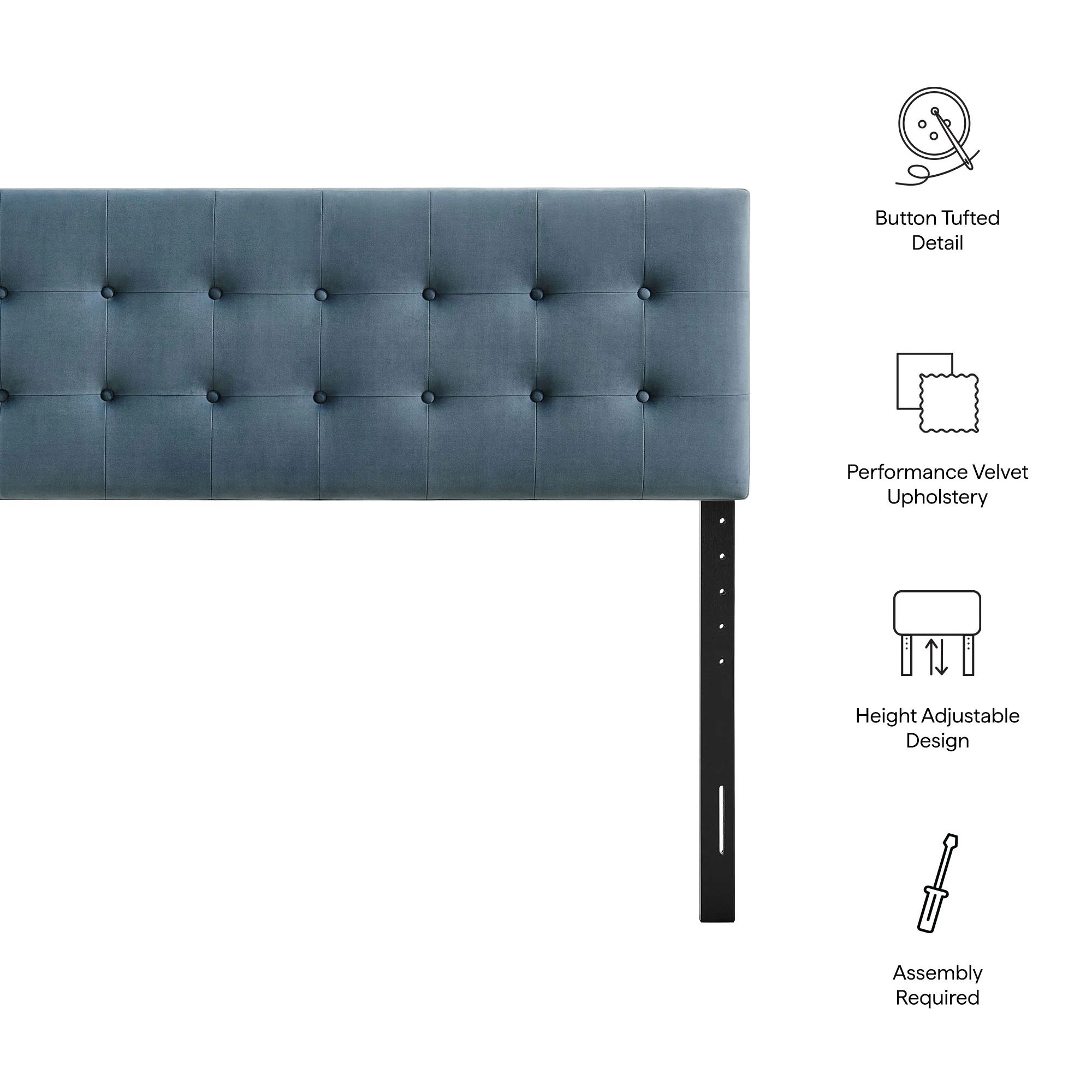 Emily Stain-Resistant Performance Velvet Queen Size Headboard by Modway - Image 15
