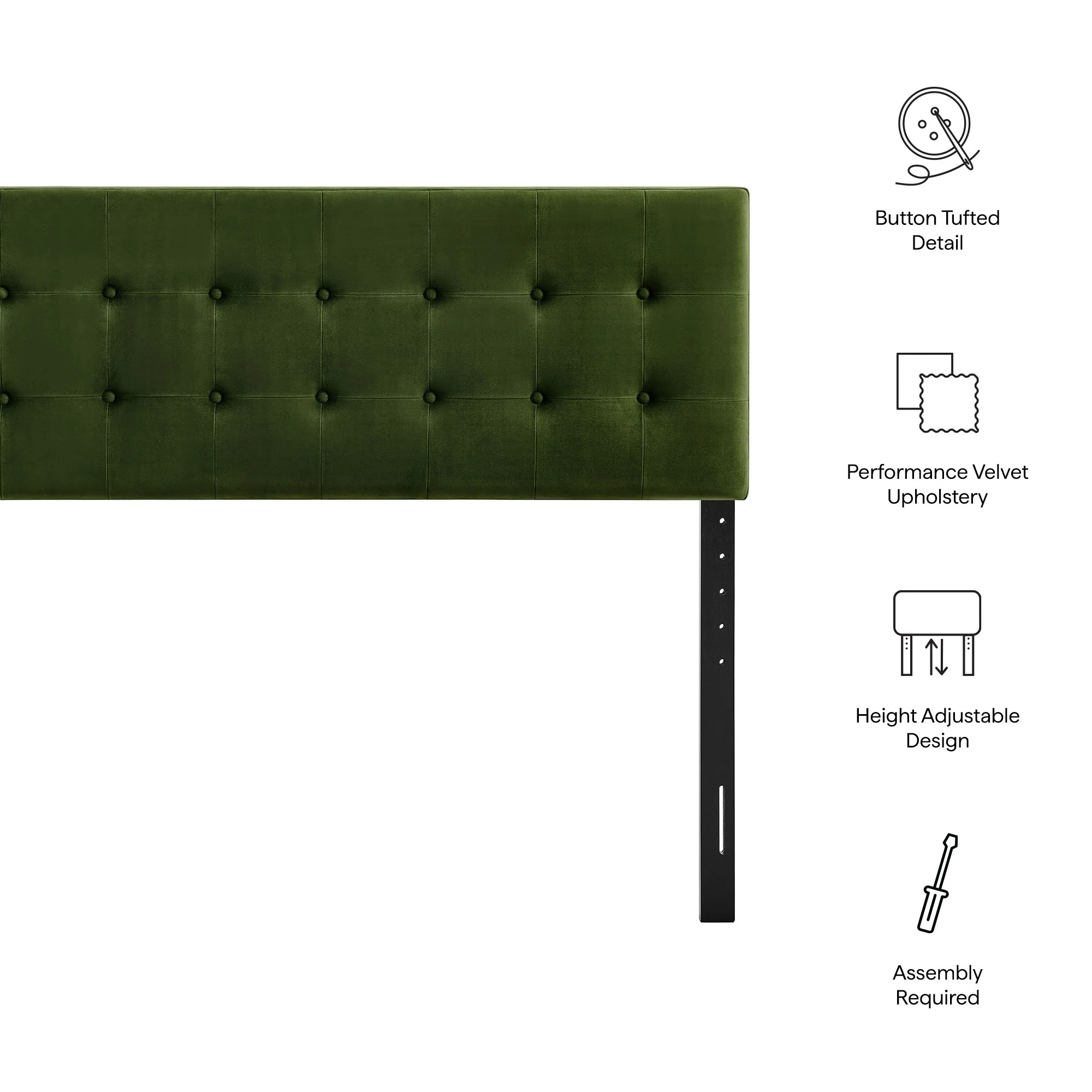 Emily Stain-Resistant Performance Velvet Queen Size Headboard by Modway - Image 31