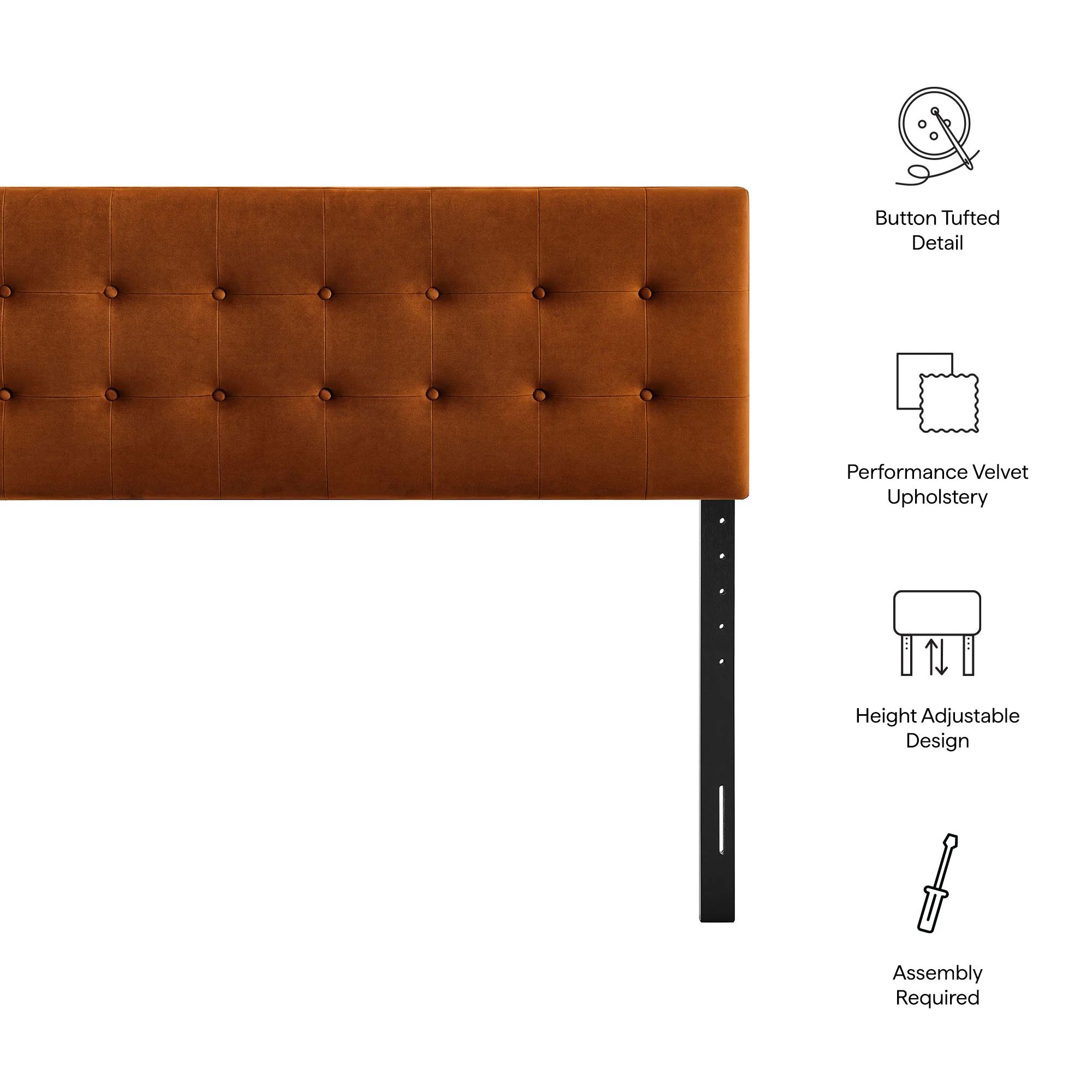 Emily Stain-Resistant Performance Velvet Queen Size Headboard by Modway - Image 47