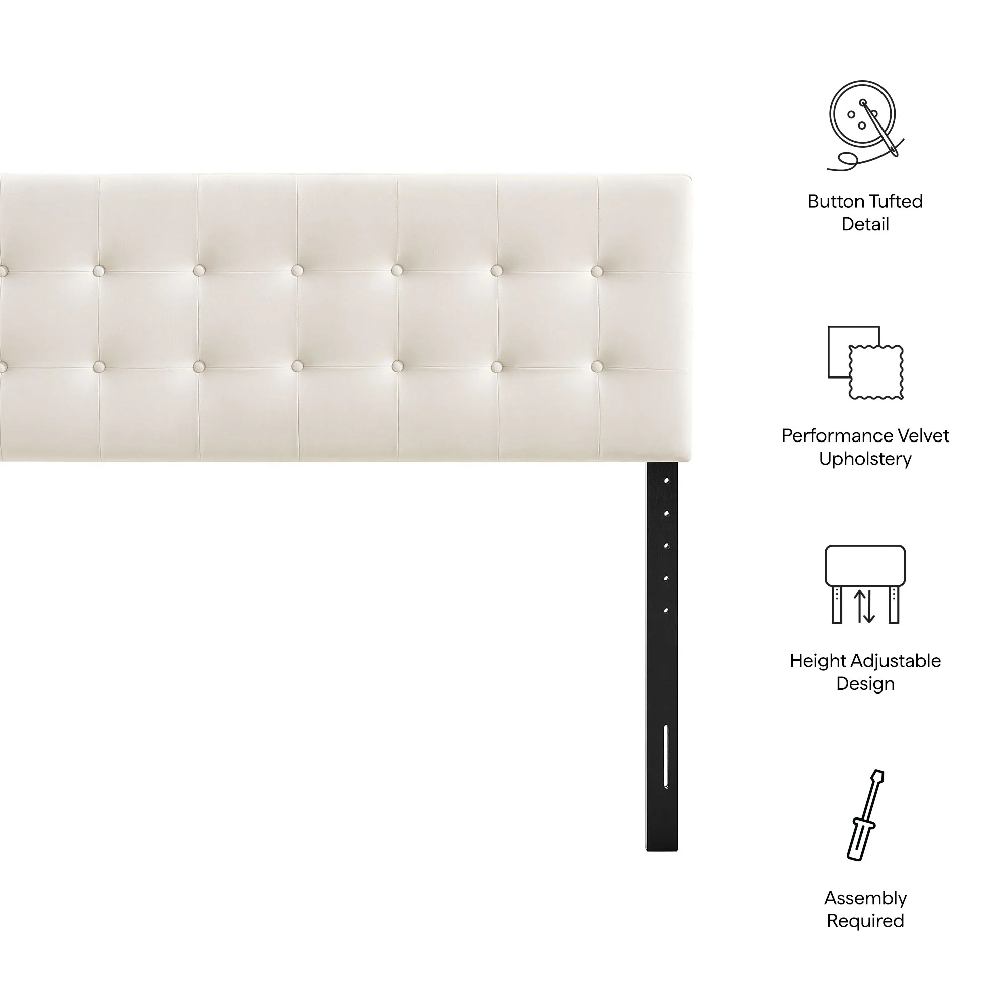 Emily Stain-Resistant Performance Velvet Queen Size Headboard by Modway - Image 7