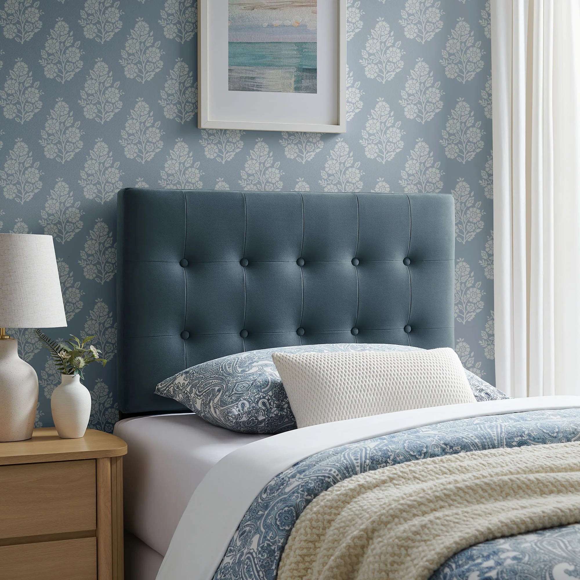 Emily Stain-Resistant Performance Velvet Twin Size Headboard by Modway - Image 14