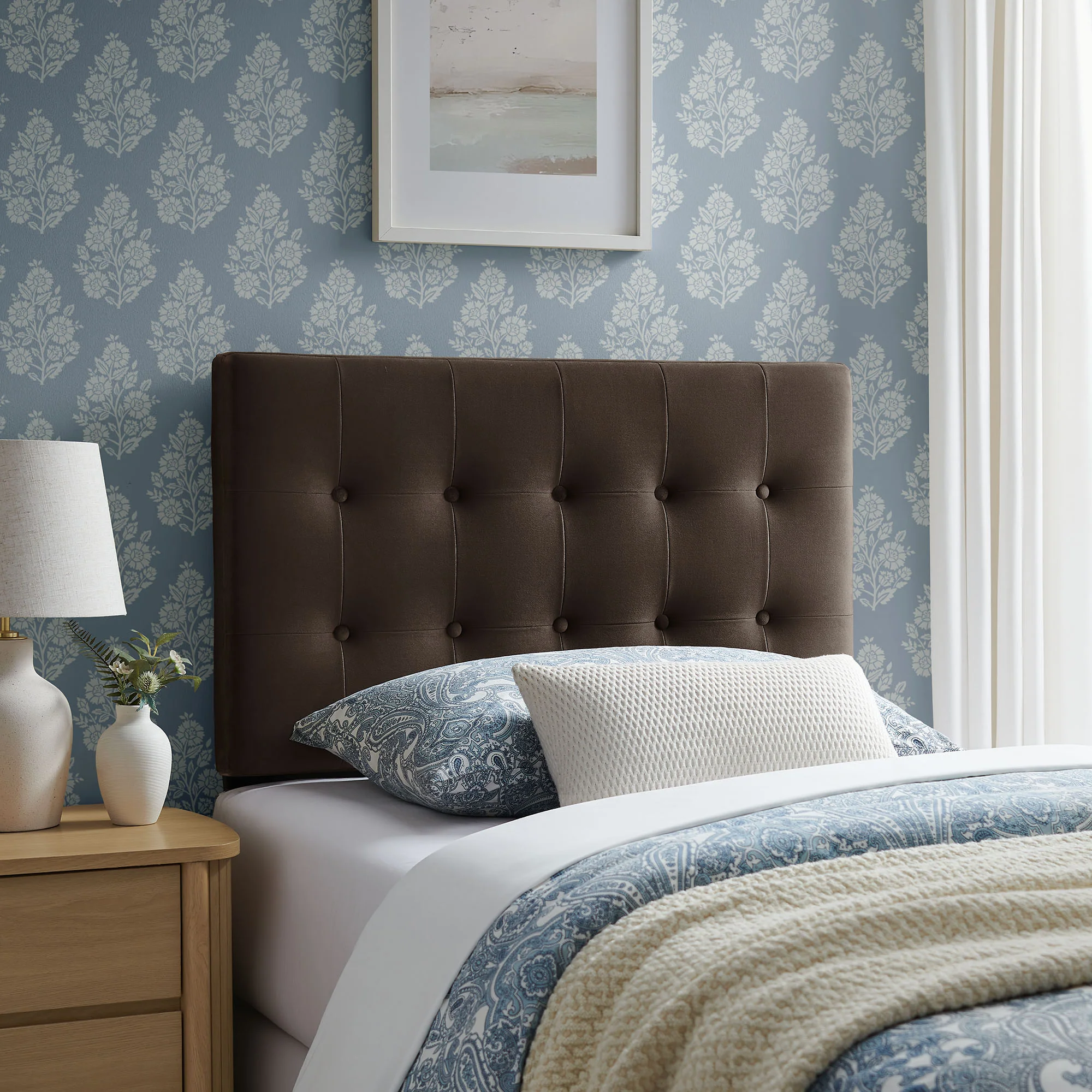 Emily Stain-Resistant Performance Velvet Twin Size Headboard by Modway - Image 22