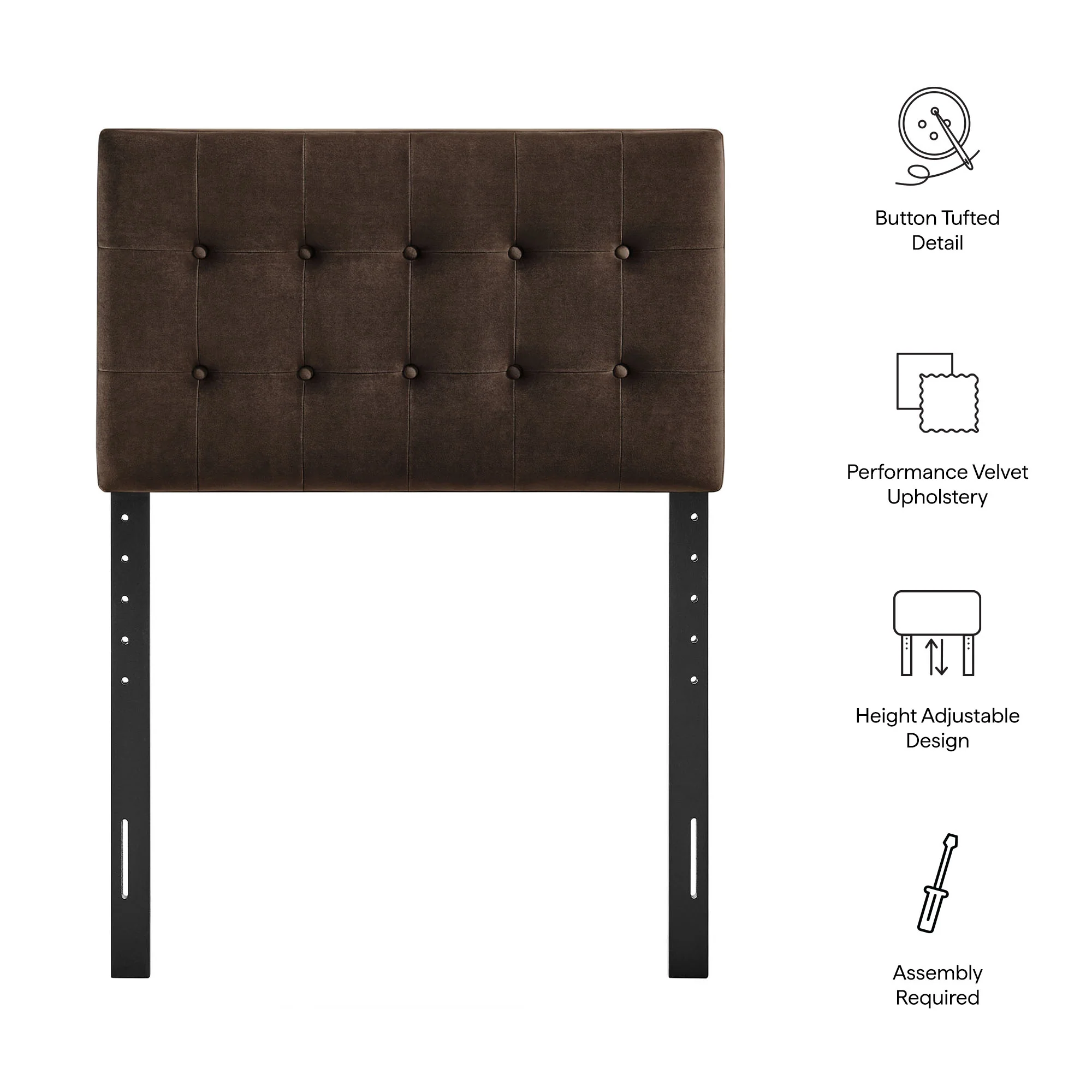 Emily Stain-Resistant Performance Velvet Twin Size Headboard by Modway - Image 23
