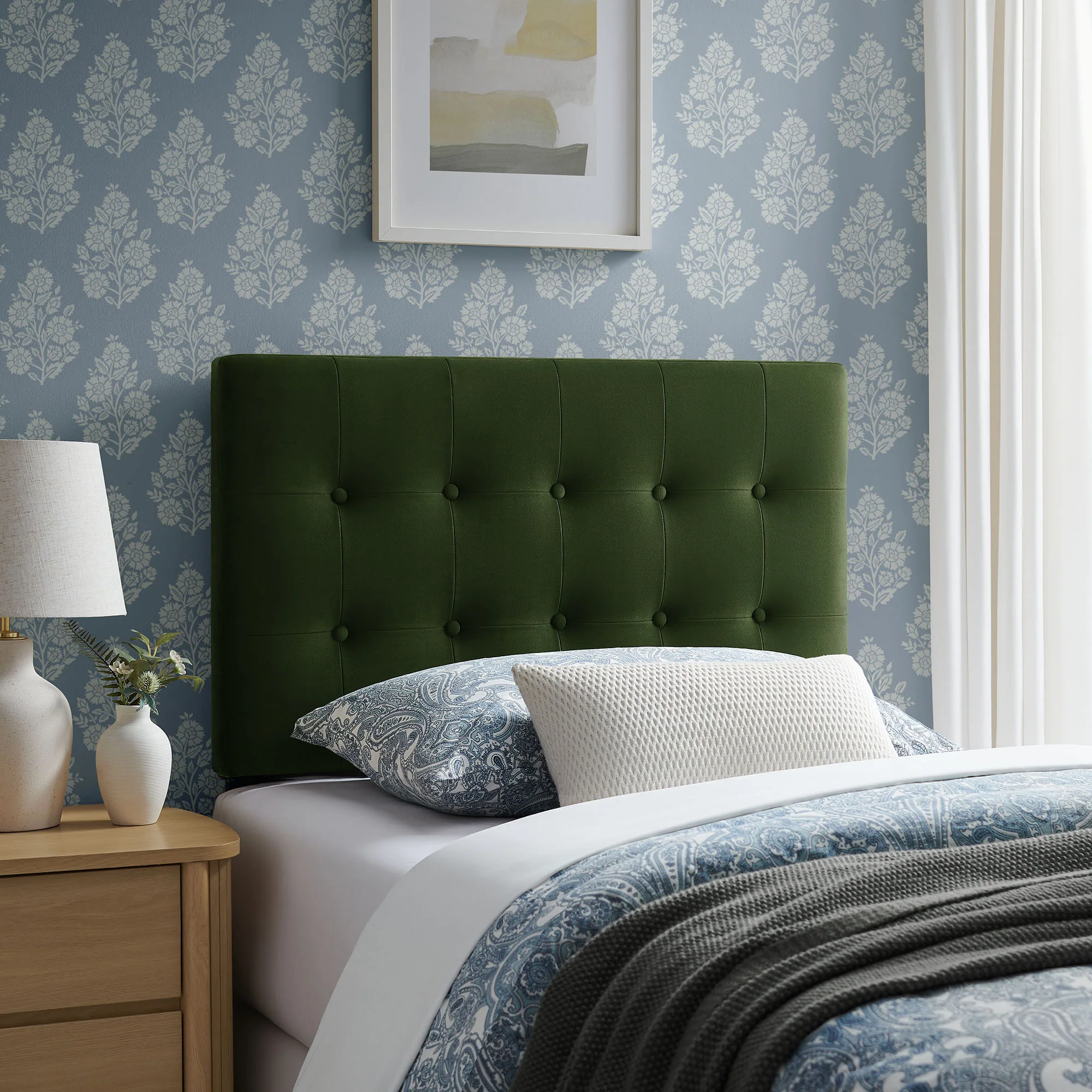 Emily Stain-Resistant Performance Velvet Twin Size Headboard by Modway - Image 30
