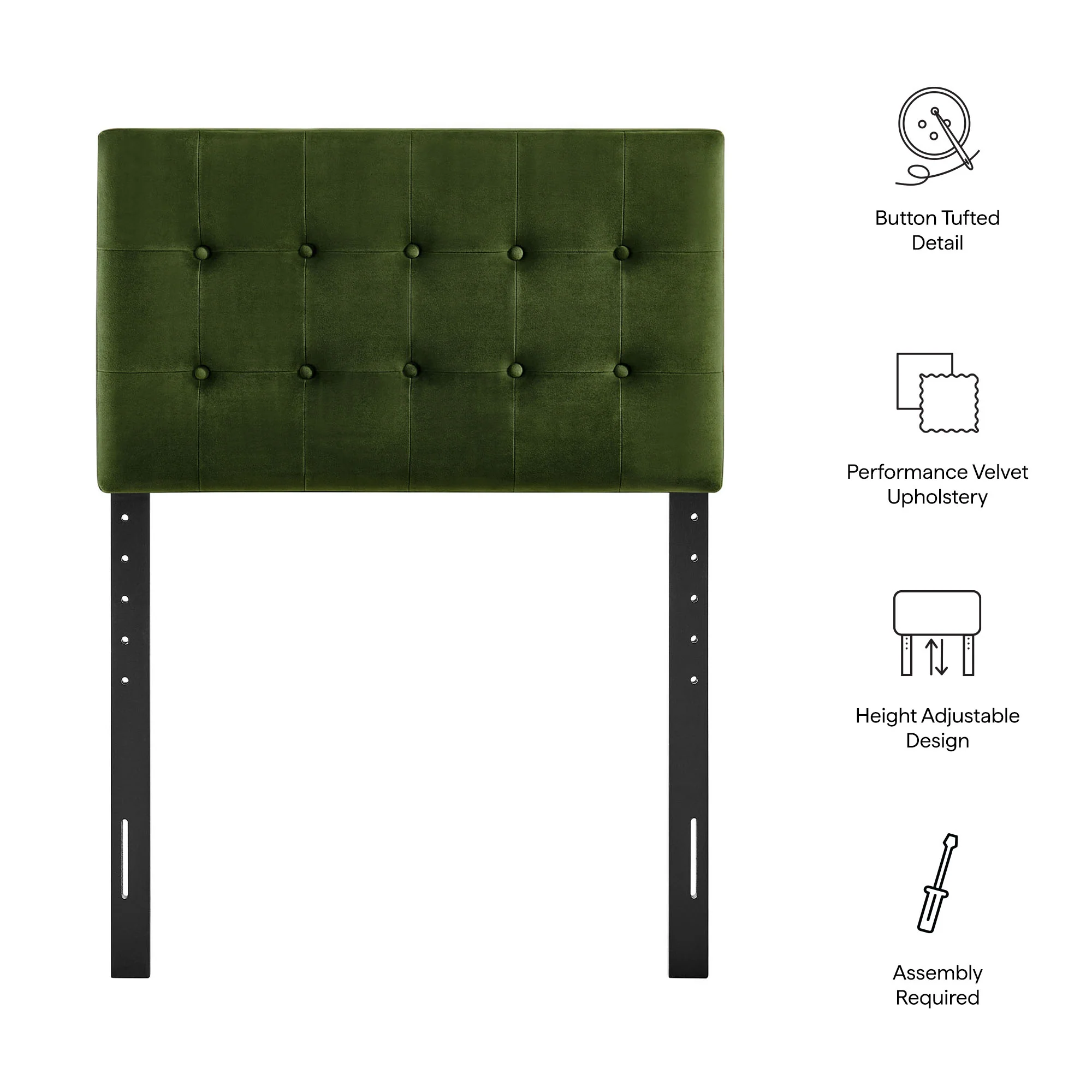 Emily Stain-Resistant Performance Velvet Twin Size Headboard by Modway - Image 31