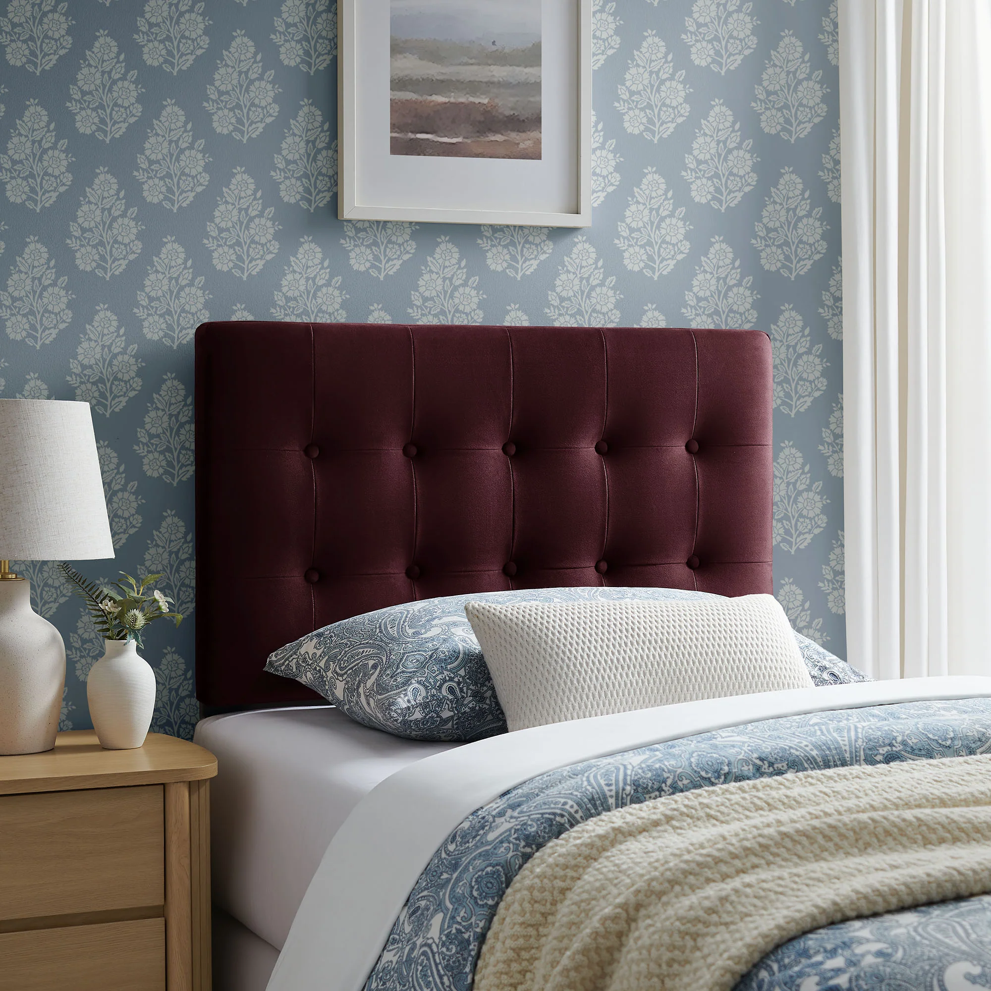 Emily Stain-Resistant Performance Velvet Twin Size Headboard by Modway - Image 38