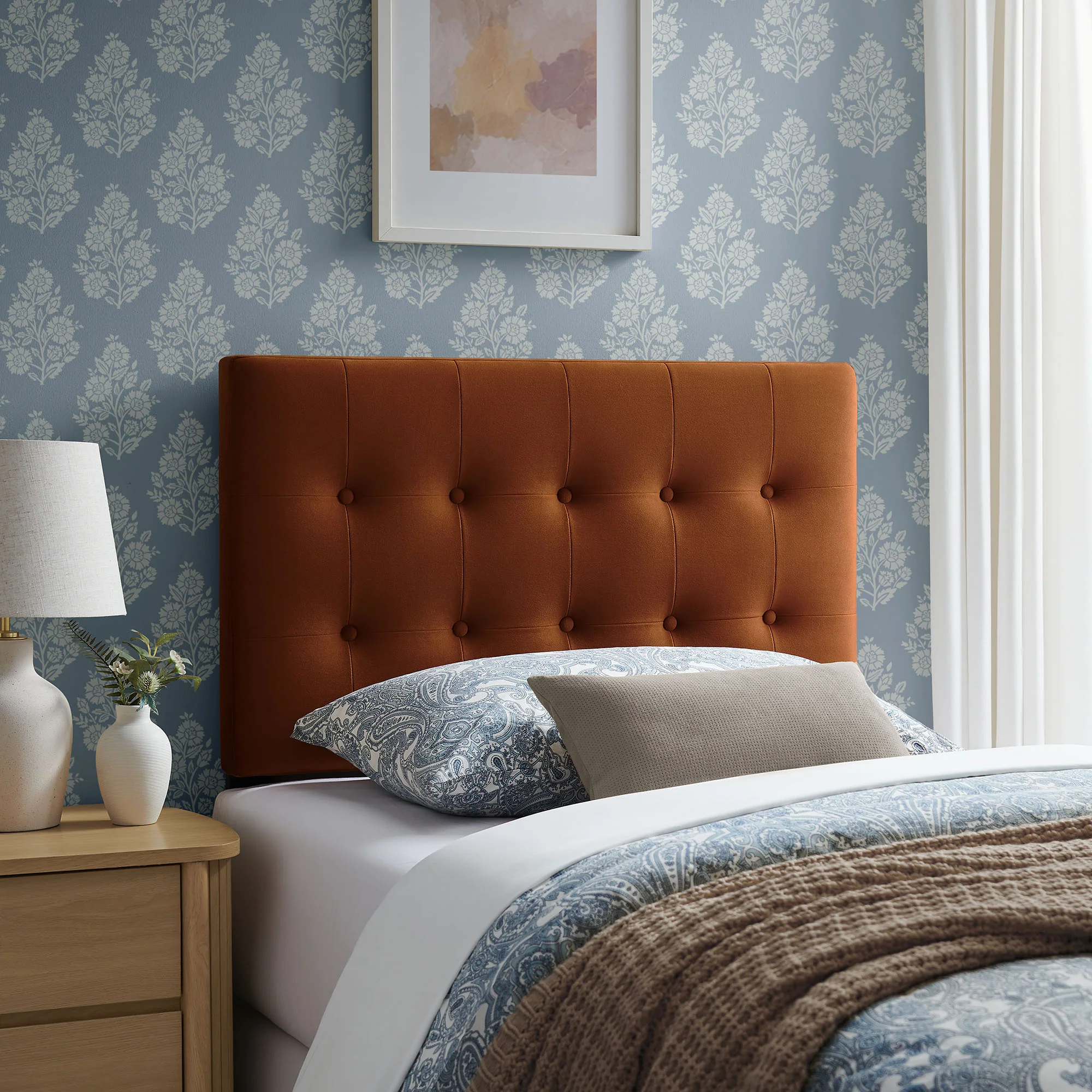 Emily Stain-Resistant Performance Velvet Twin Size Headboard by Modway - Image 46