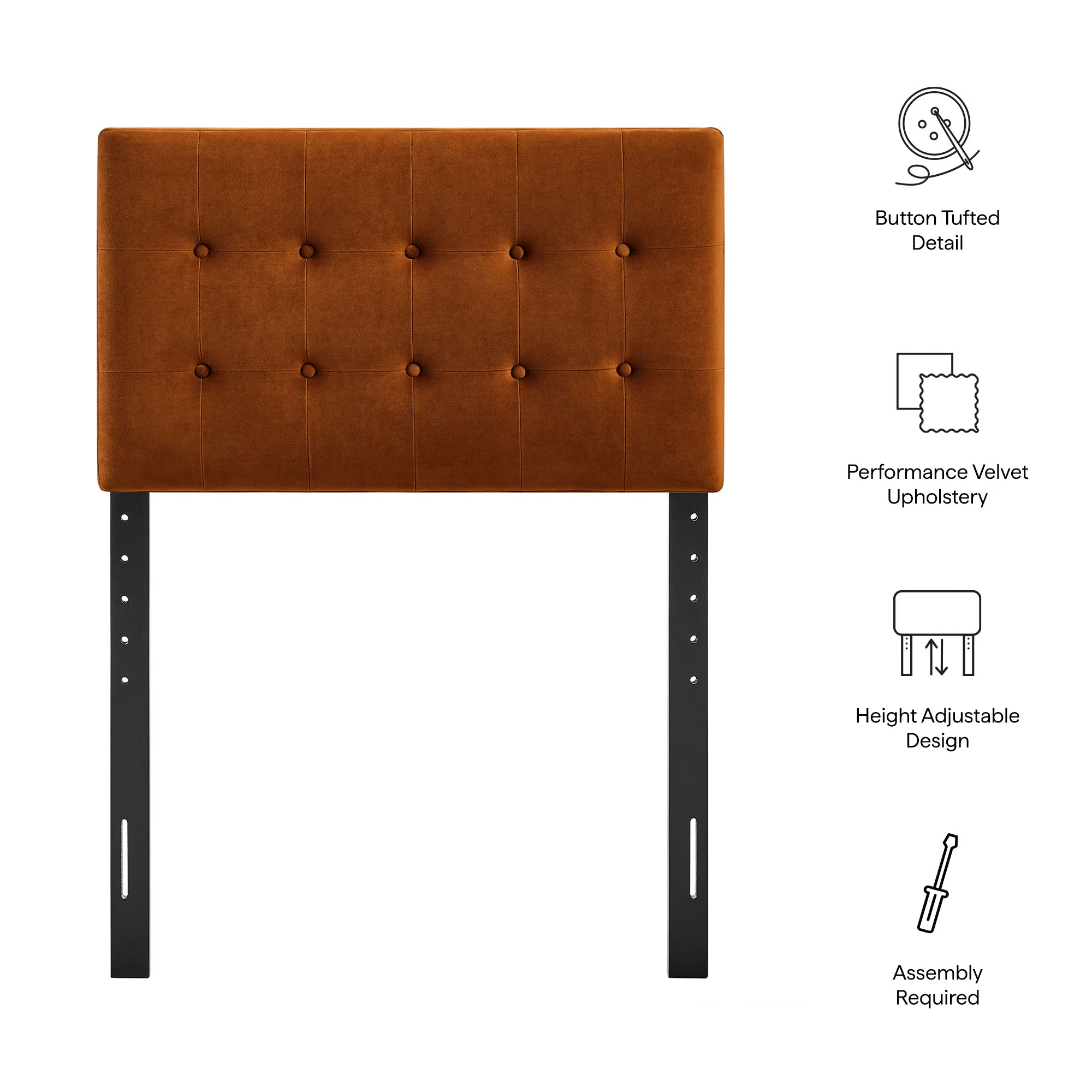 Emily Stain-Resistant Performance Velvet Twin Size Headboard by Modway - Image 47