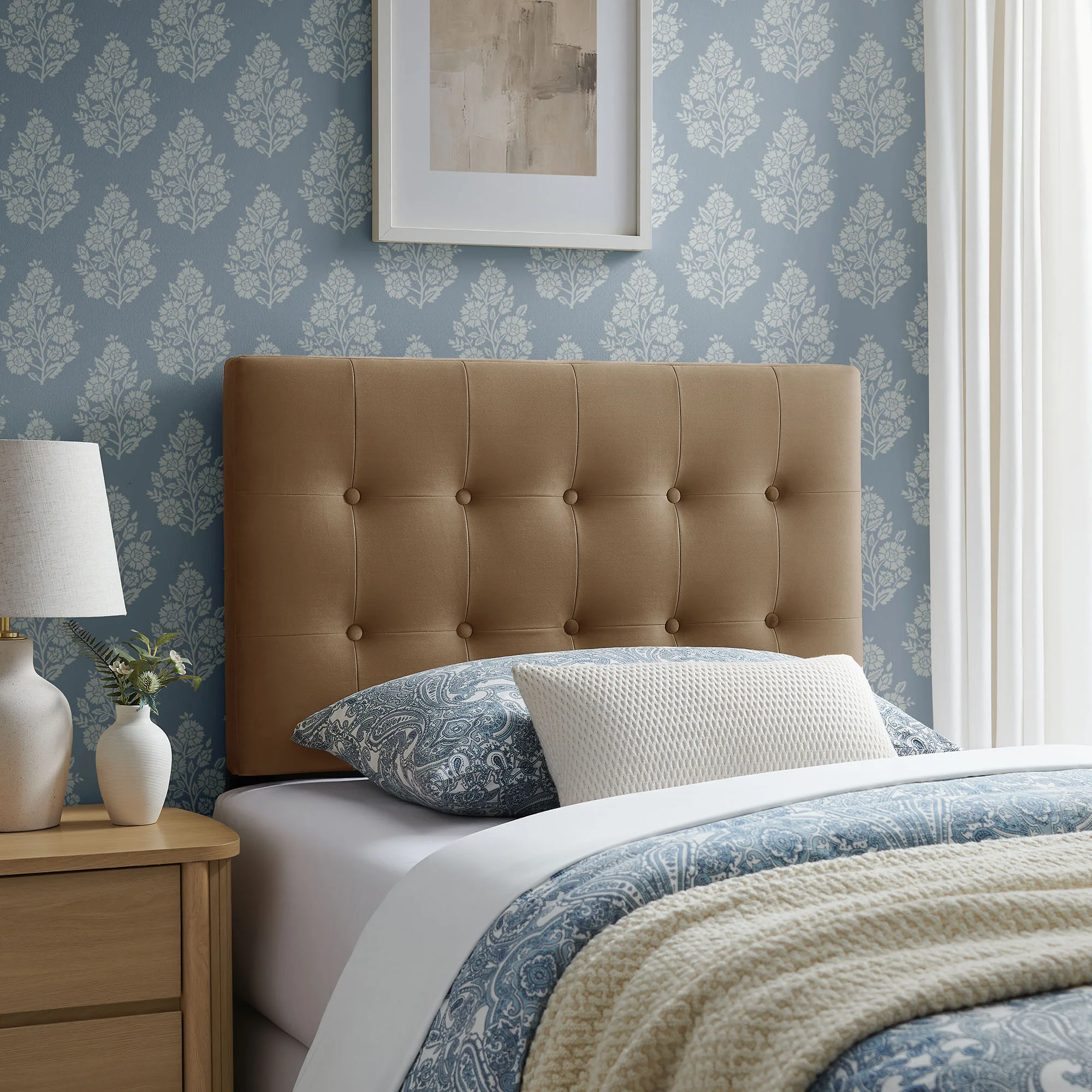 Emily Stain-Resistant Performance Velvet Twin Size Headboard by Modway - Image 54