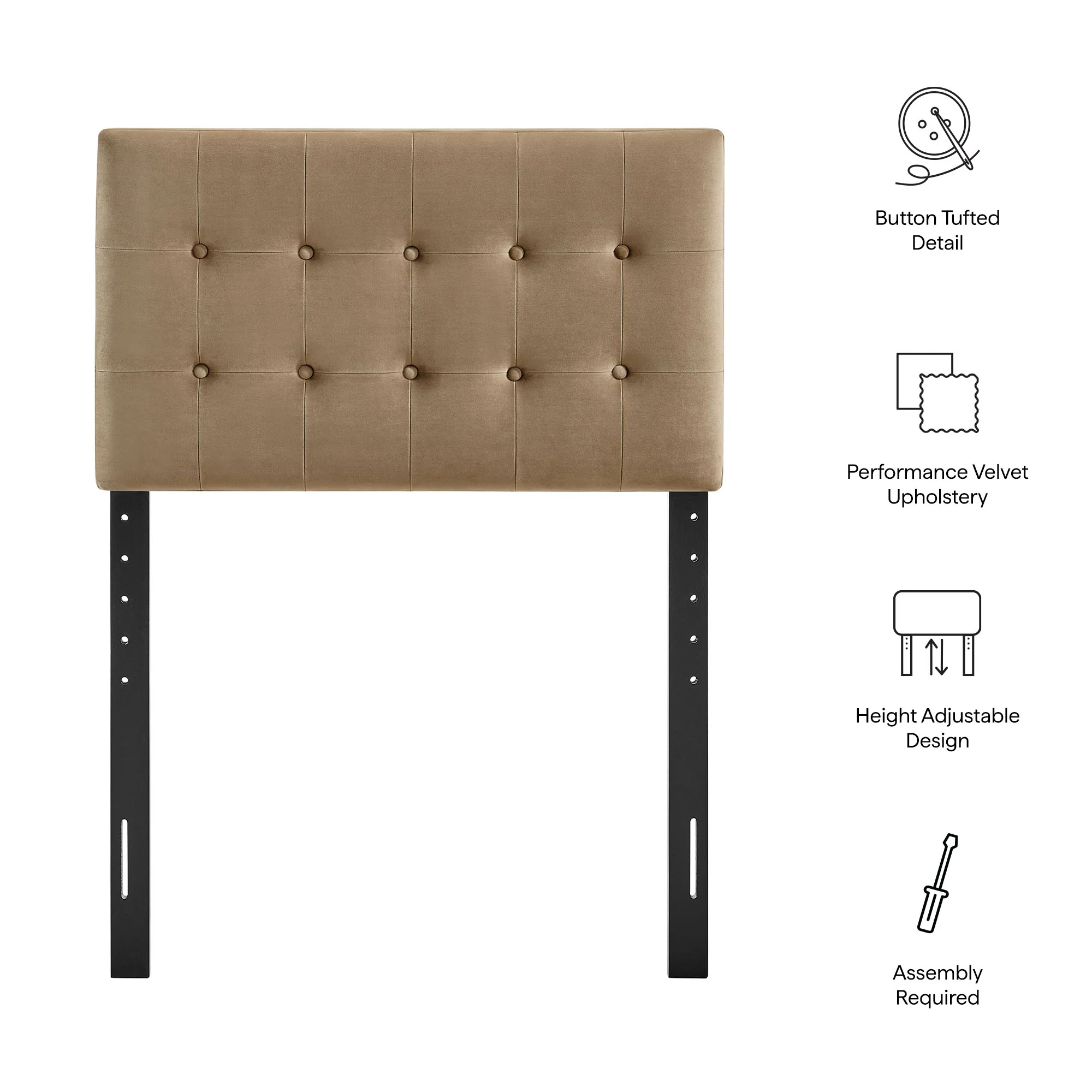 Emily Stain-Resistant Performance Velvet Twin Size Headboard by Modway - Image 55