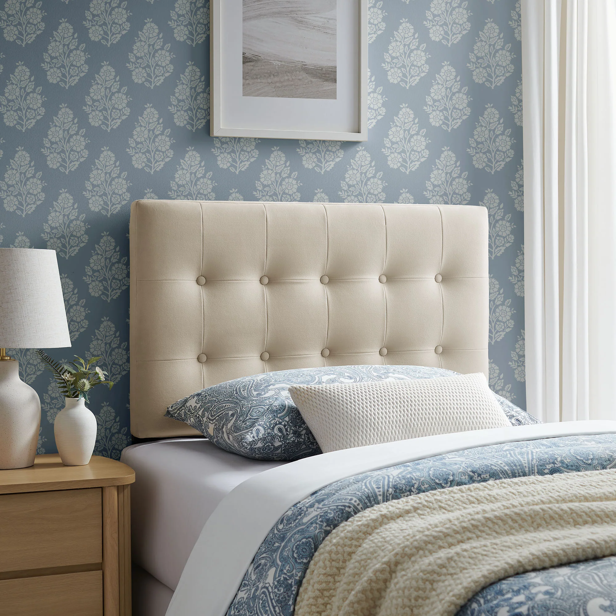 Emily Stain-Resistant Performance Velvet Twin Size Headboard by Modway - Image 6