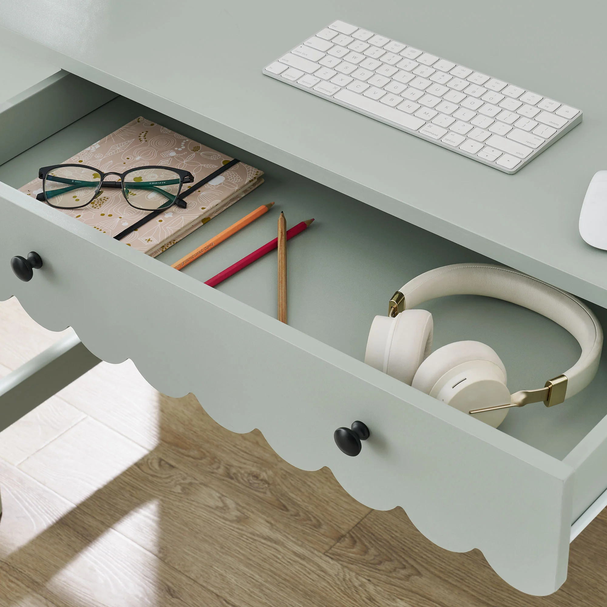 Emmeline 1-Drawer Scallop Writing Desk by Modway - Image 15