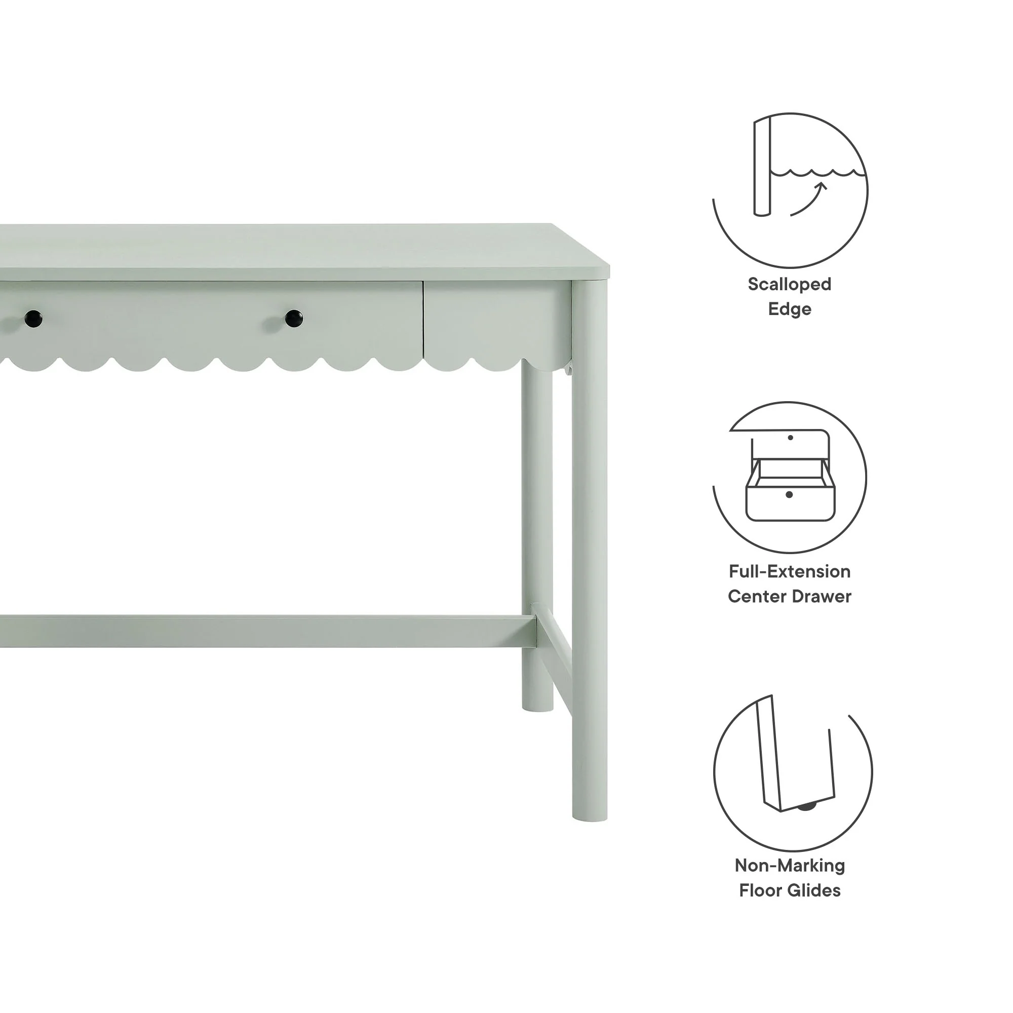 Emmeline 1-Drawer Scallop Writing Desk by Modway - Image 17