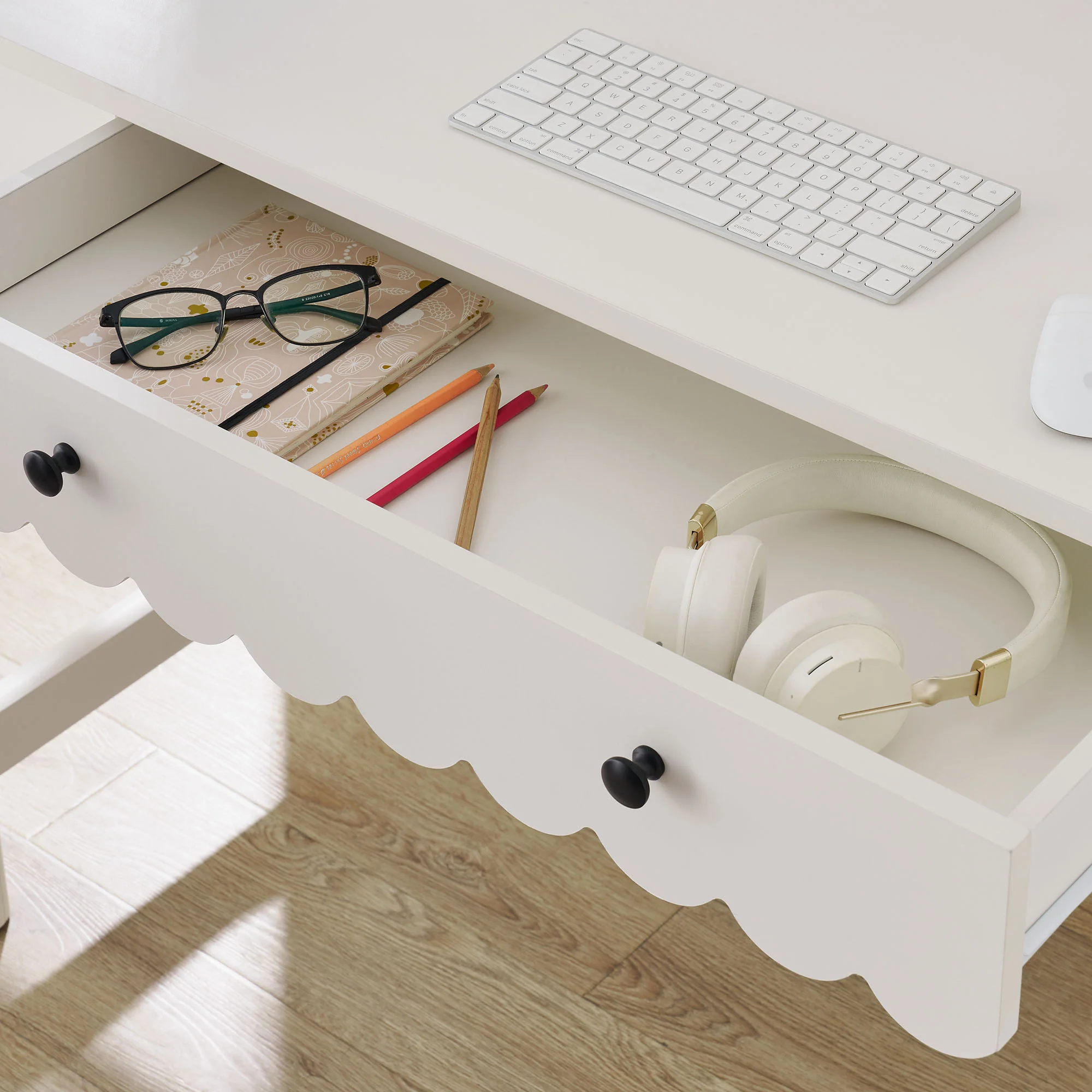 Emmeline 1-Drawer Scallop Writing Desk by Modway - Image 24