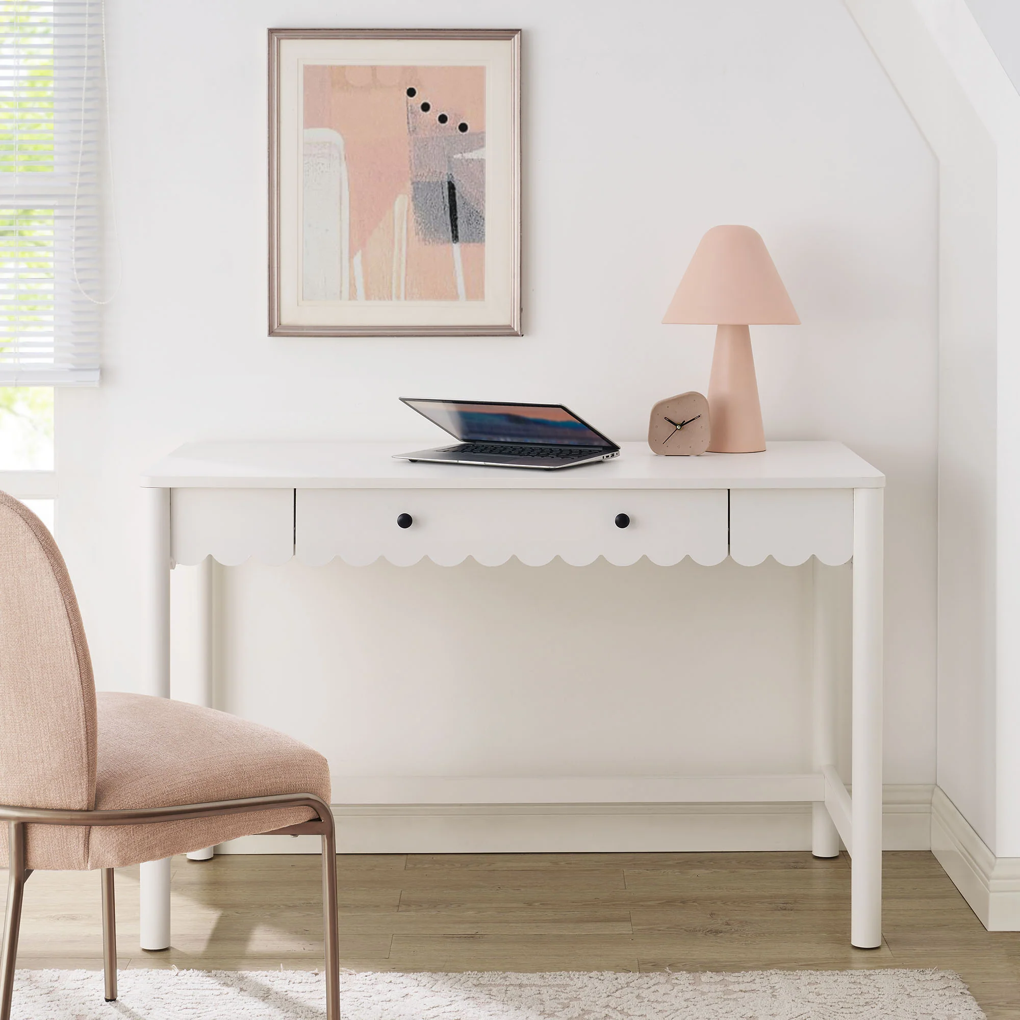 Emmeline 1-Drawer Scallop Writing Desk by Modway - Image 25