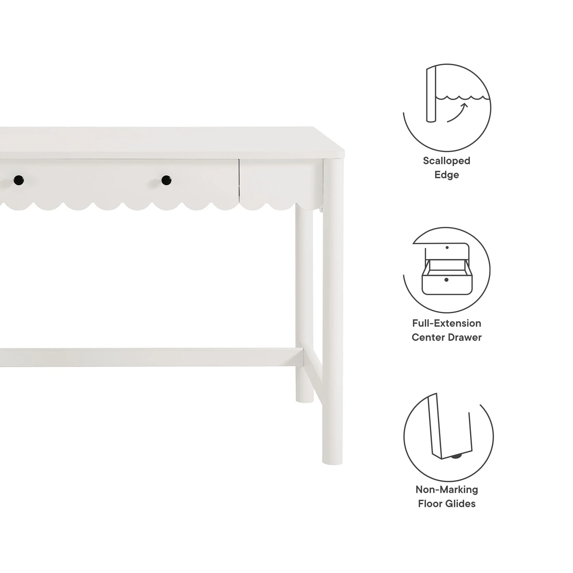 Emmeline 1-Drawer Scallop Writing Desk by Modway - Image 26