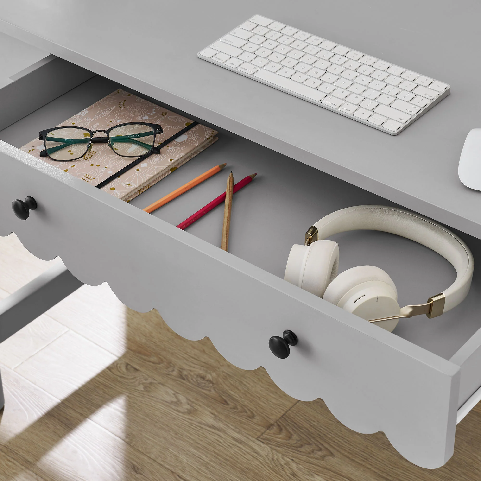 Emmeline 1-Drawer Scallop Writing Desk by Modway - Image 7