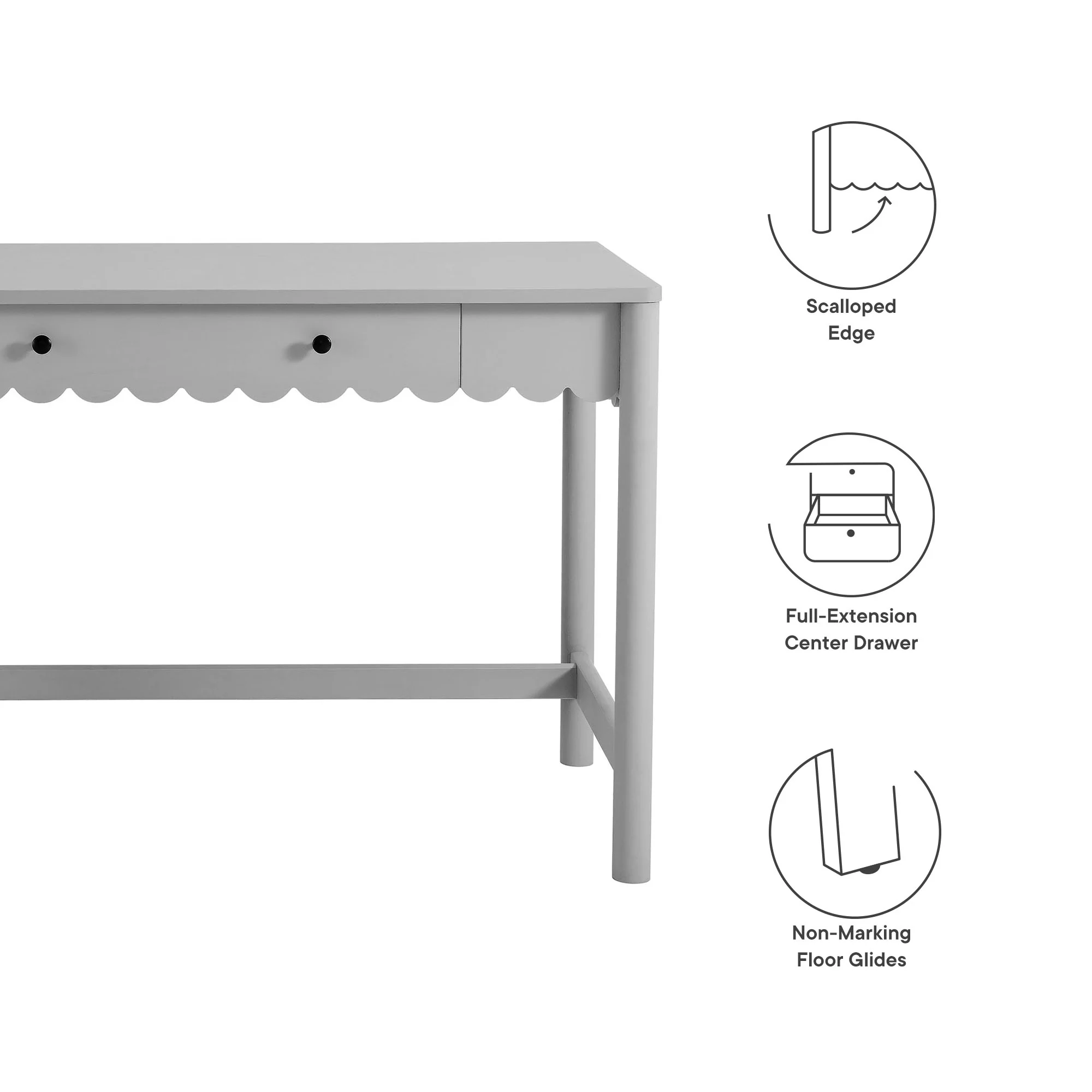 Emmeline 1-Drawer Scallop Writing Desk by Modway - Image 8