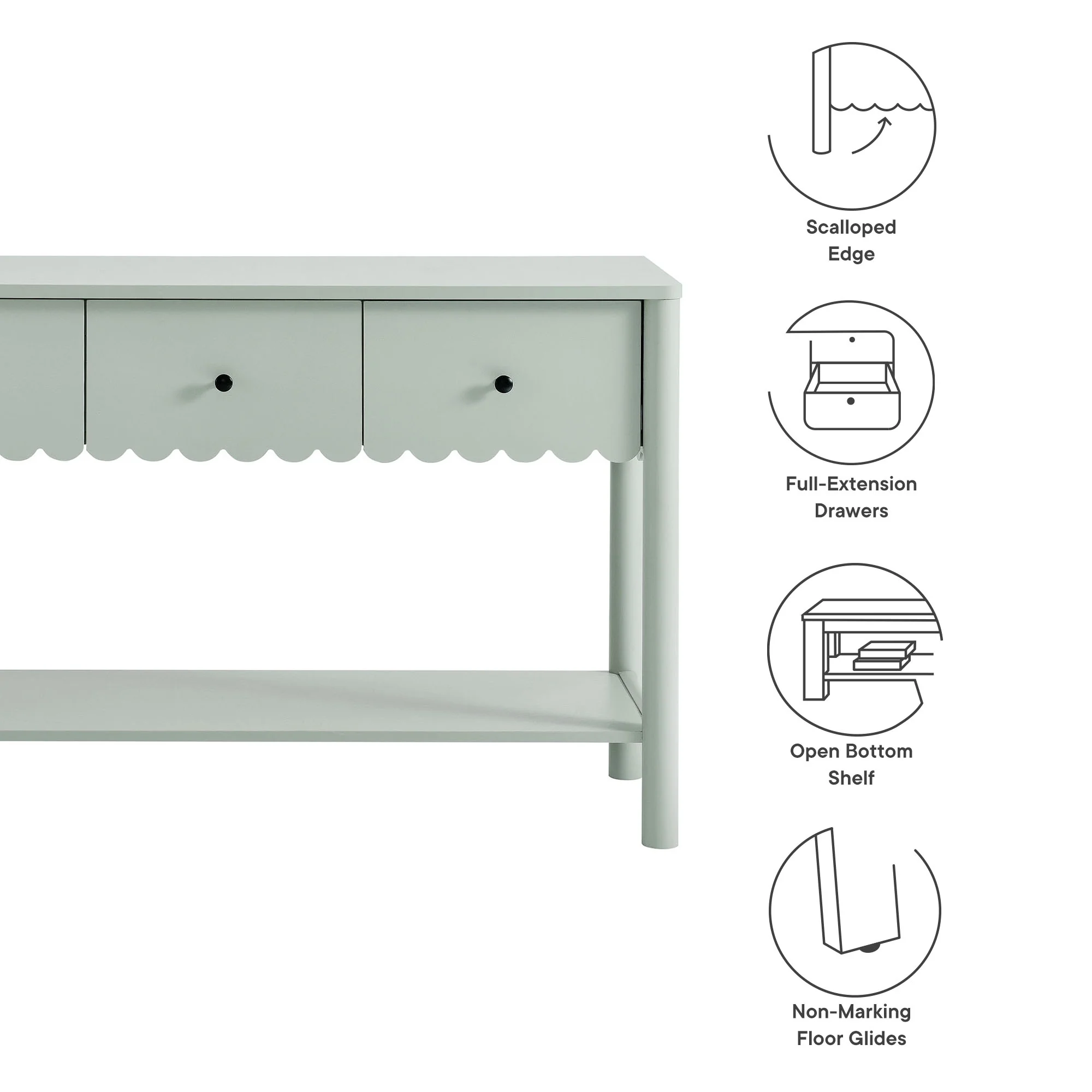 Emmeline 3-Drawer Scalloped Console Table by Modway - Image 15