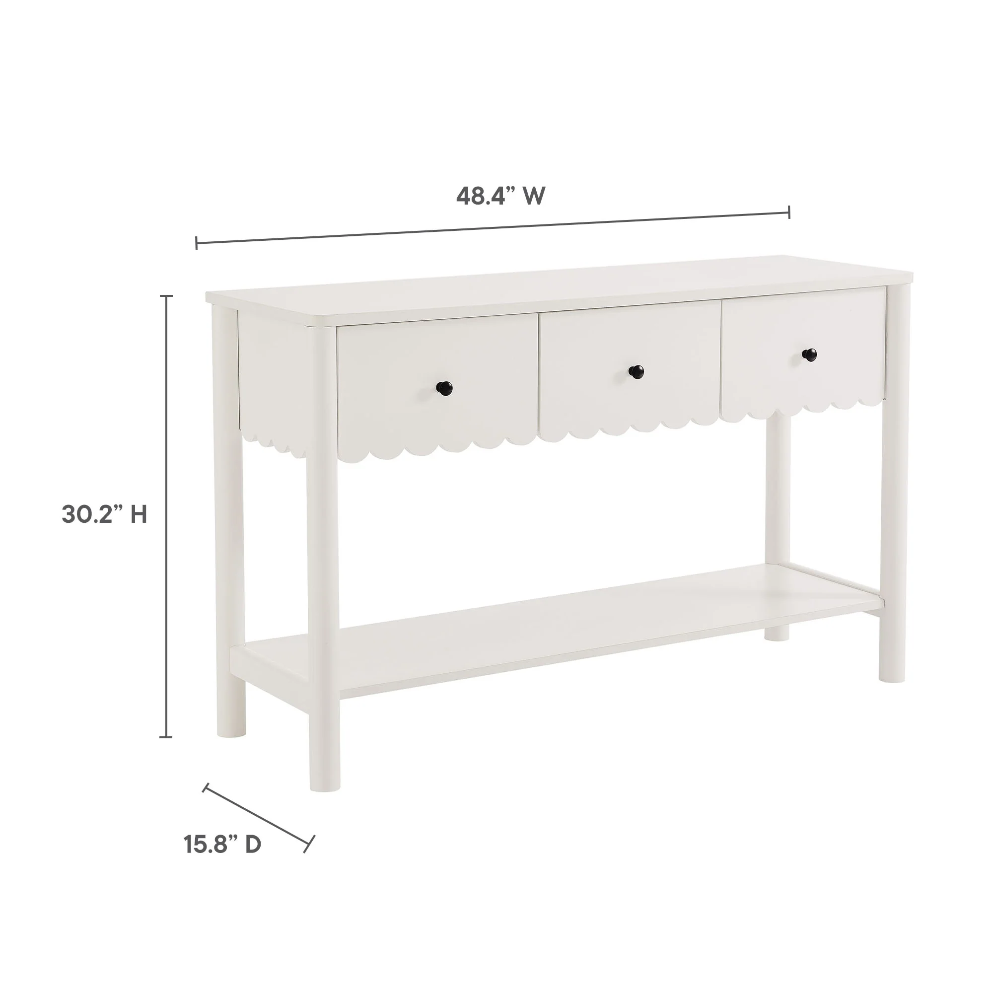 Emmeline 3-Drawer Scalloped Console Table by Modway - Image 24