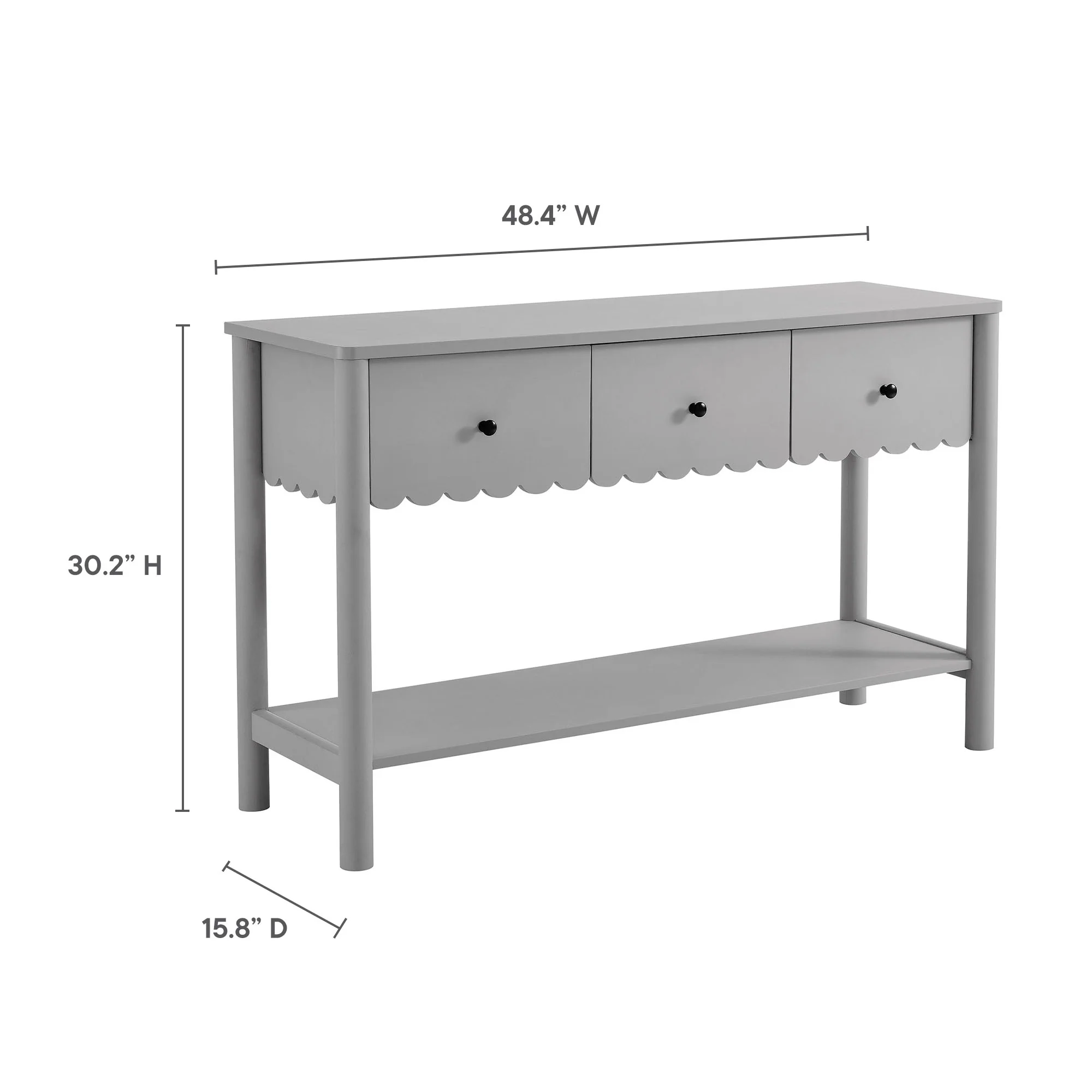 Emmeline 3-Drawer Scalloped Console Table by Modway - Image 8