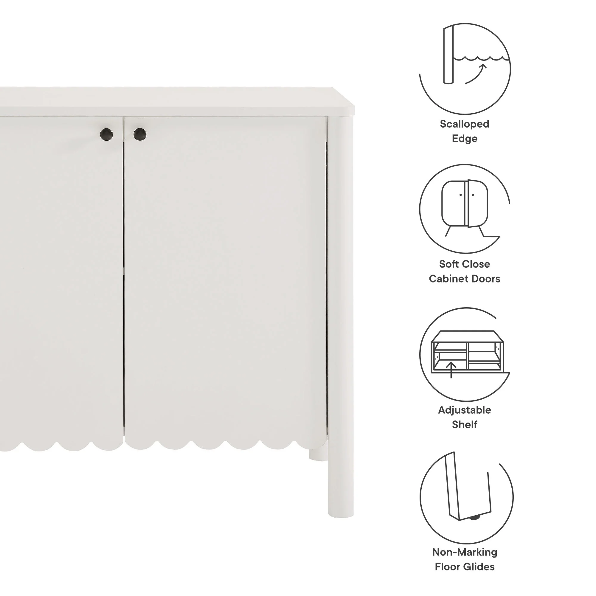 Emmeline 35" 2-Door Scalloped Sideboard Cabinet by Modway - Image 26