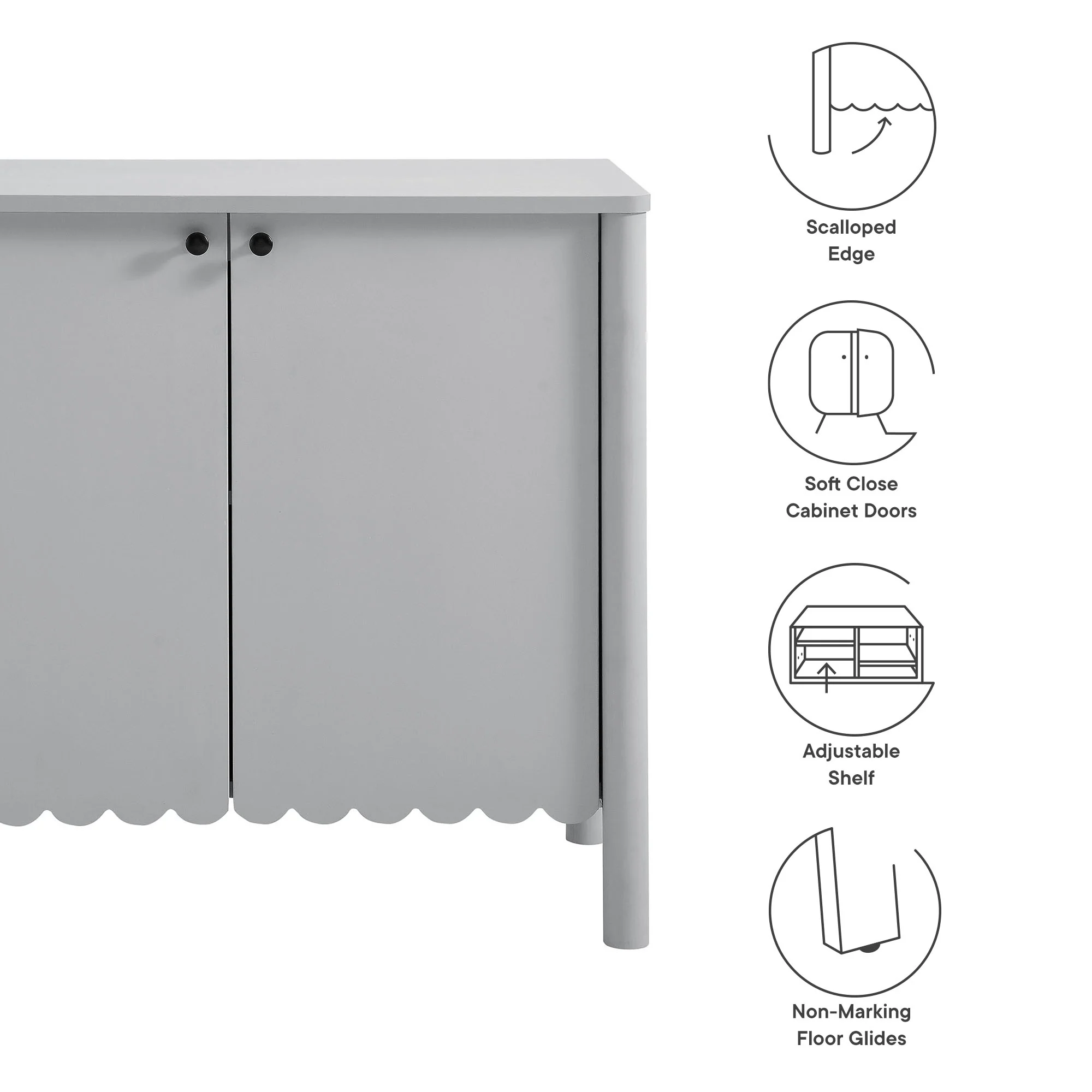 Emmeline 35" 2-Door Scalloped Sideboard Cabinet by Modway - Image 8