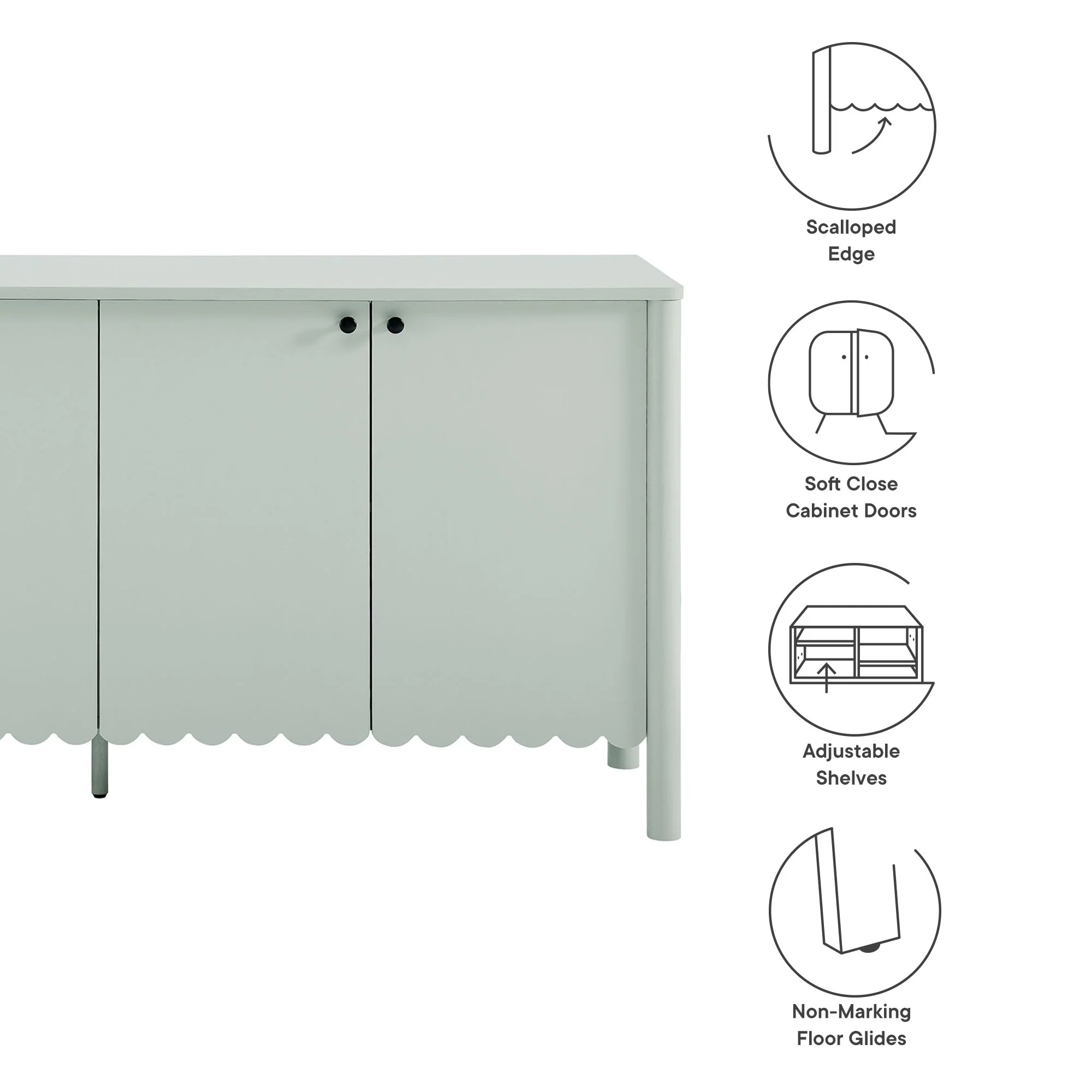 Emmeline 66" 4-Door Scalloped Sideboard Cabinet by Modway - Image 19