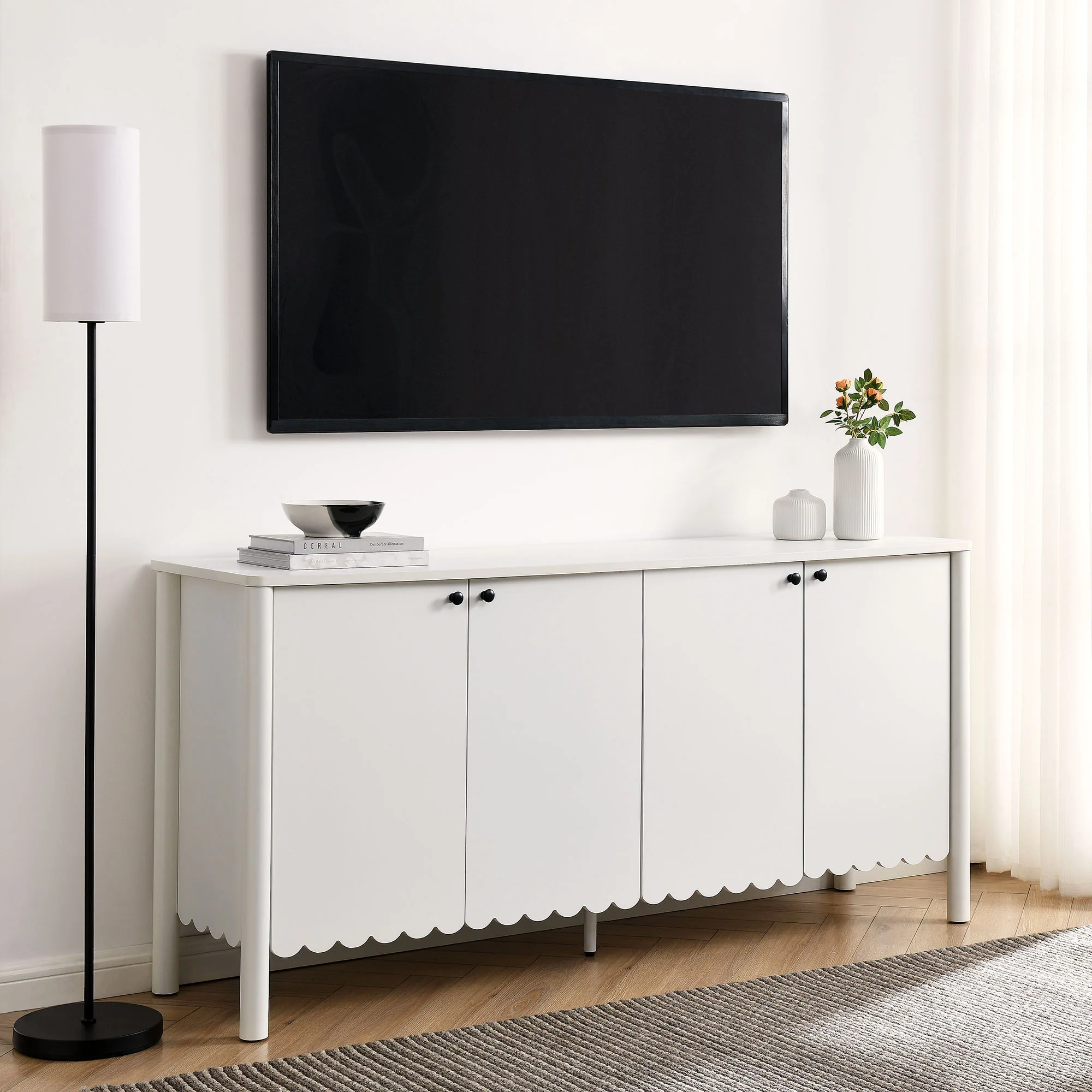 Emmeline 66" 4-Door Scalloped Sideboard Cabinet by Modway - Image 28