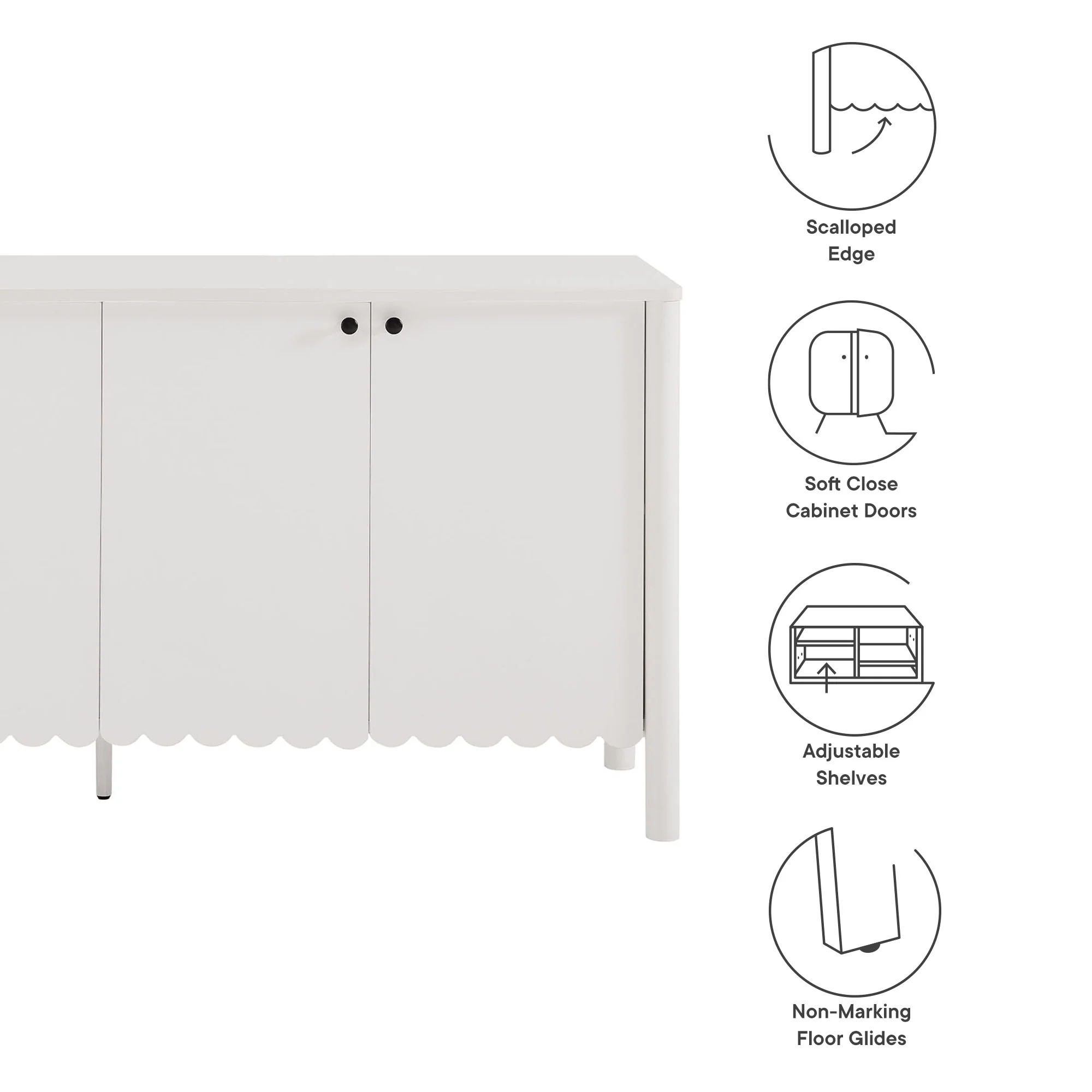 Emmeline 66" 4-Door Scalloped Sideboard Cabinet by Modway - Image 29