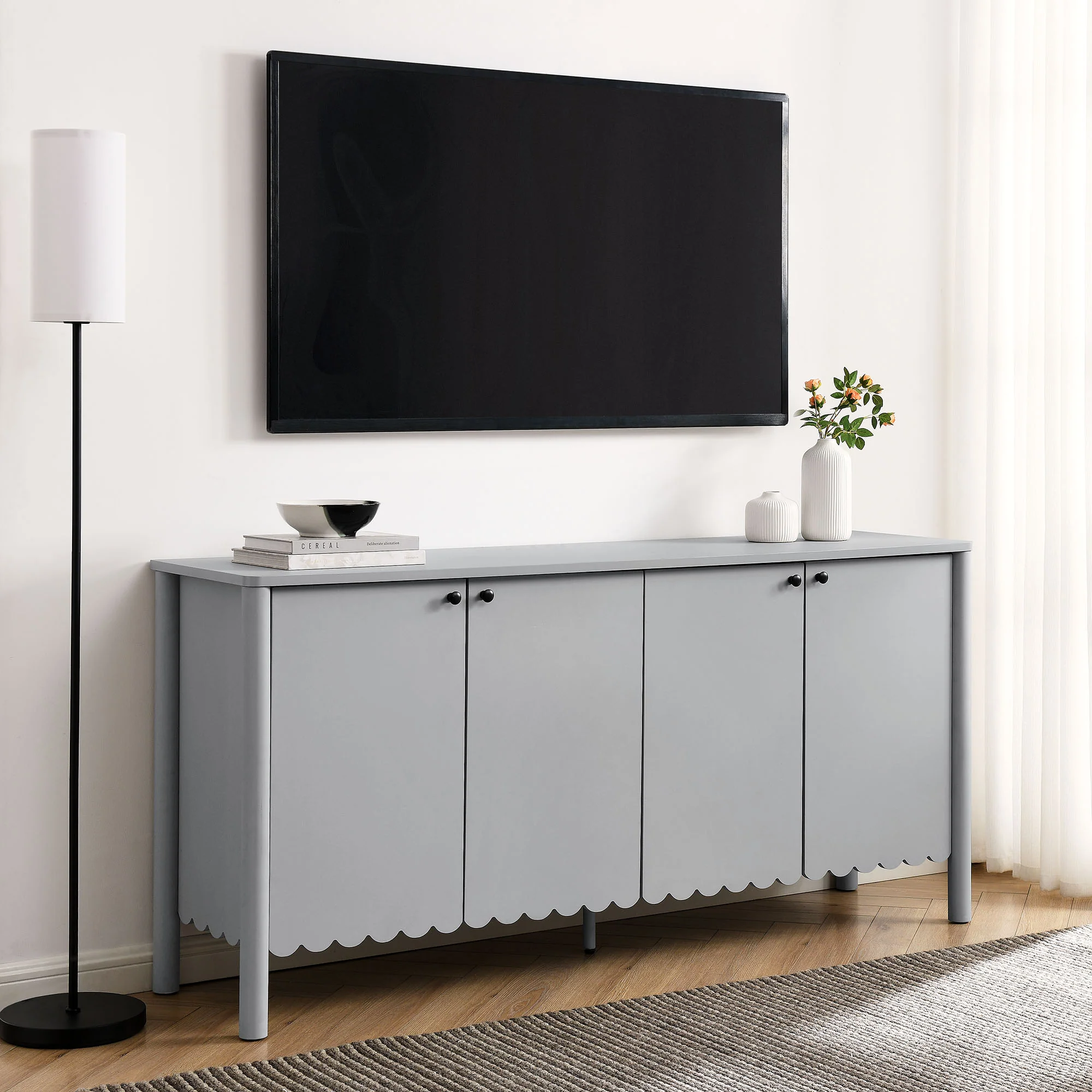 Emmeline 66" 4-Door Scalloped Sideboard Cabinet by Modway - Image 8