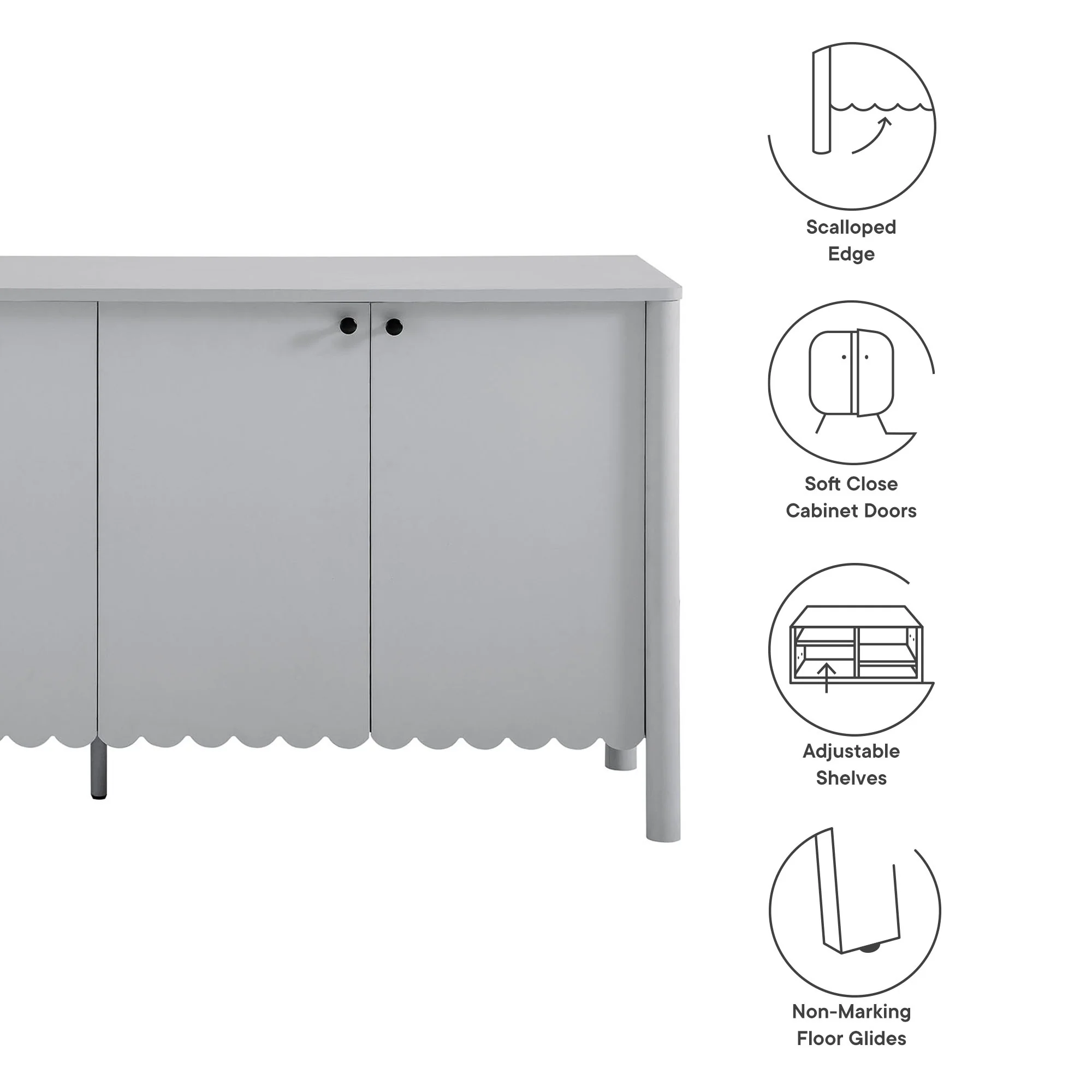 Emmeline 66" 4-Door Scalloped Sideboard Cabinet by Modway - Image 9