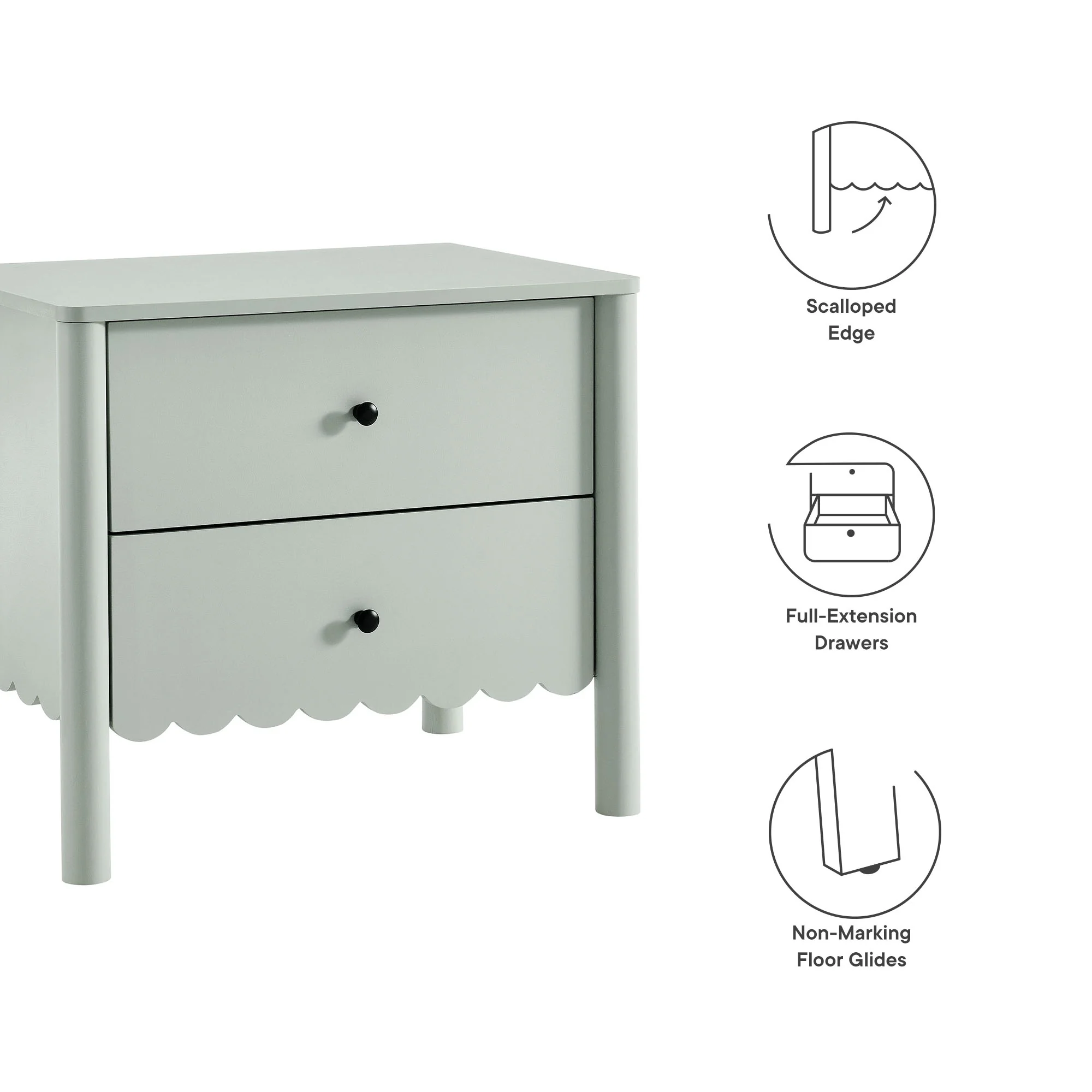Emmeline Scalloped 2-Drawer Nightstand by Modway - Image 17