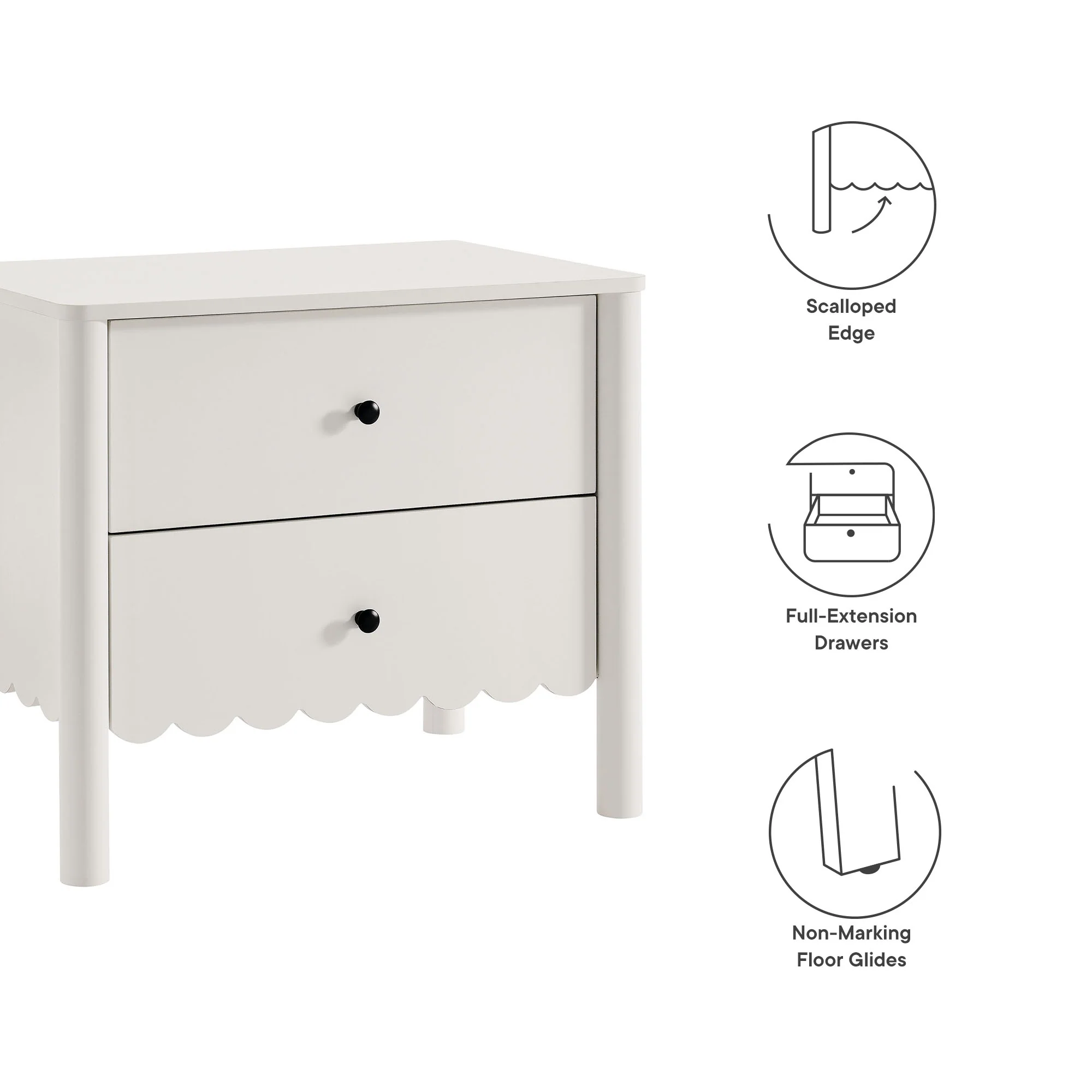 Emmeline Scalloped 2-Drawer Nightstand by Modway - Image 26