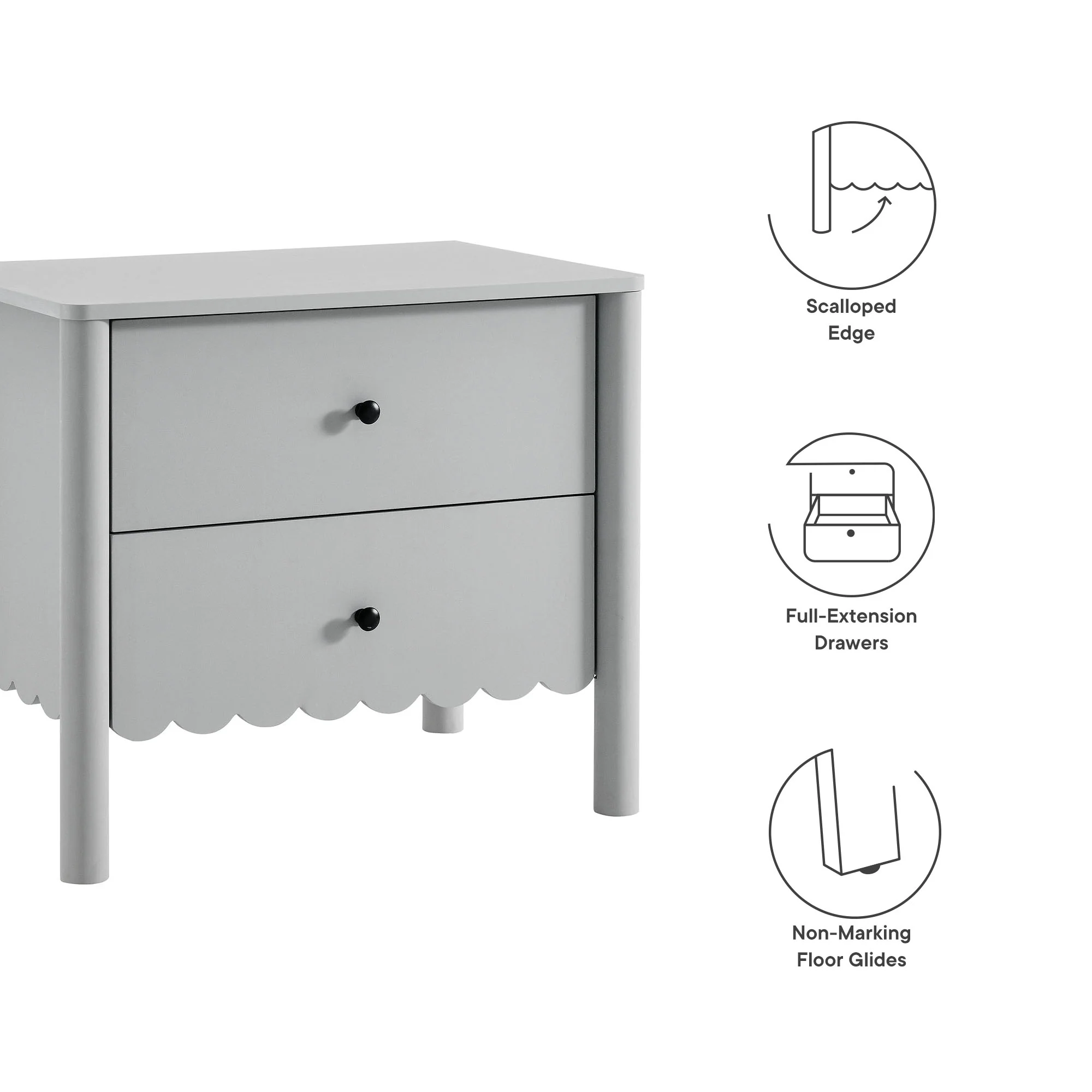 Emmeline Scalloped 2-Drawer Nightstand by Modway - Image 8
