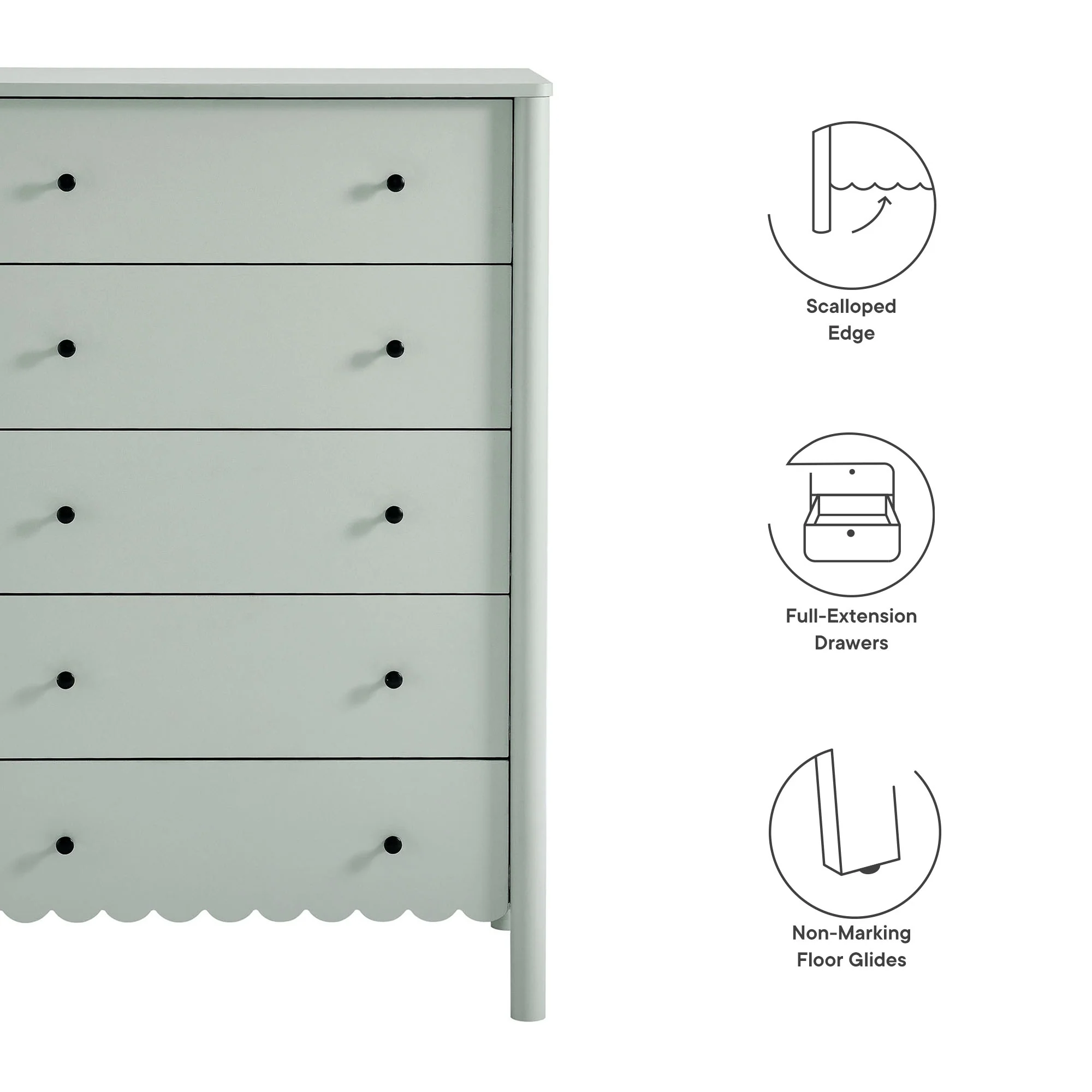 Emmeline Scalloped 5-Drawer Chest by Modway - Image 15