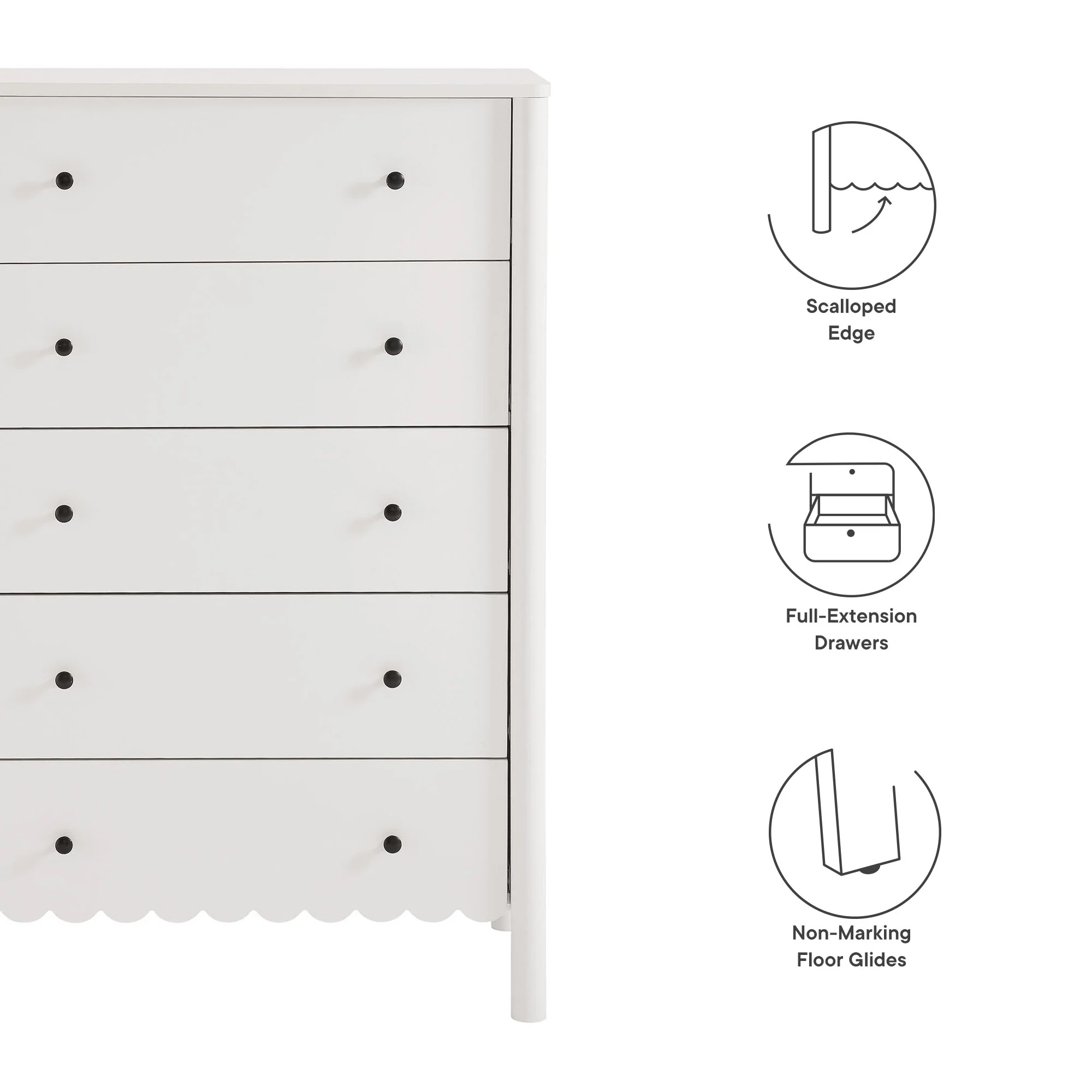 Emmeline Scalloped 5-Drawer Chest by Modway - Image 23