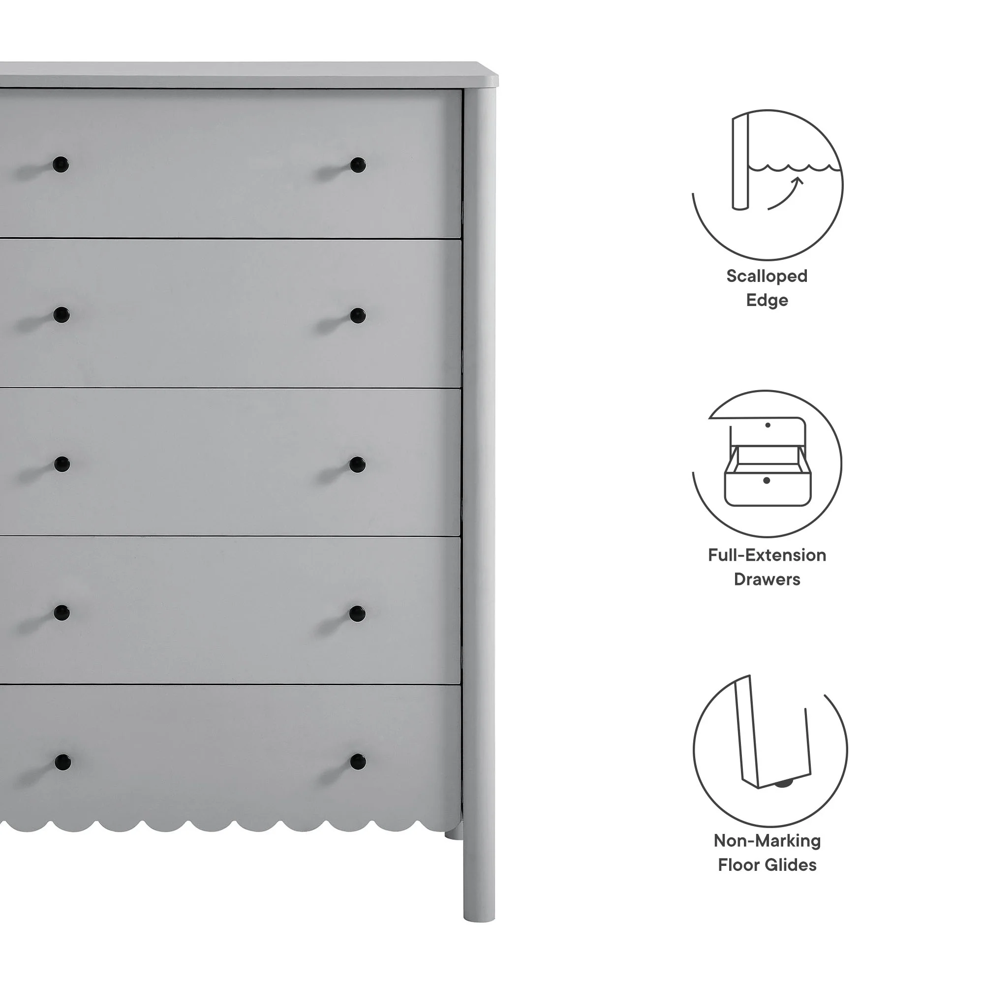 Emmeline Scalloped 5-Drawer Chest by Modway - Image 7
