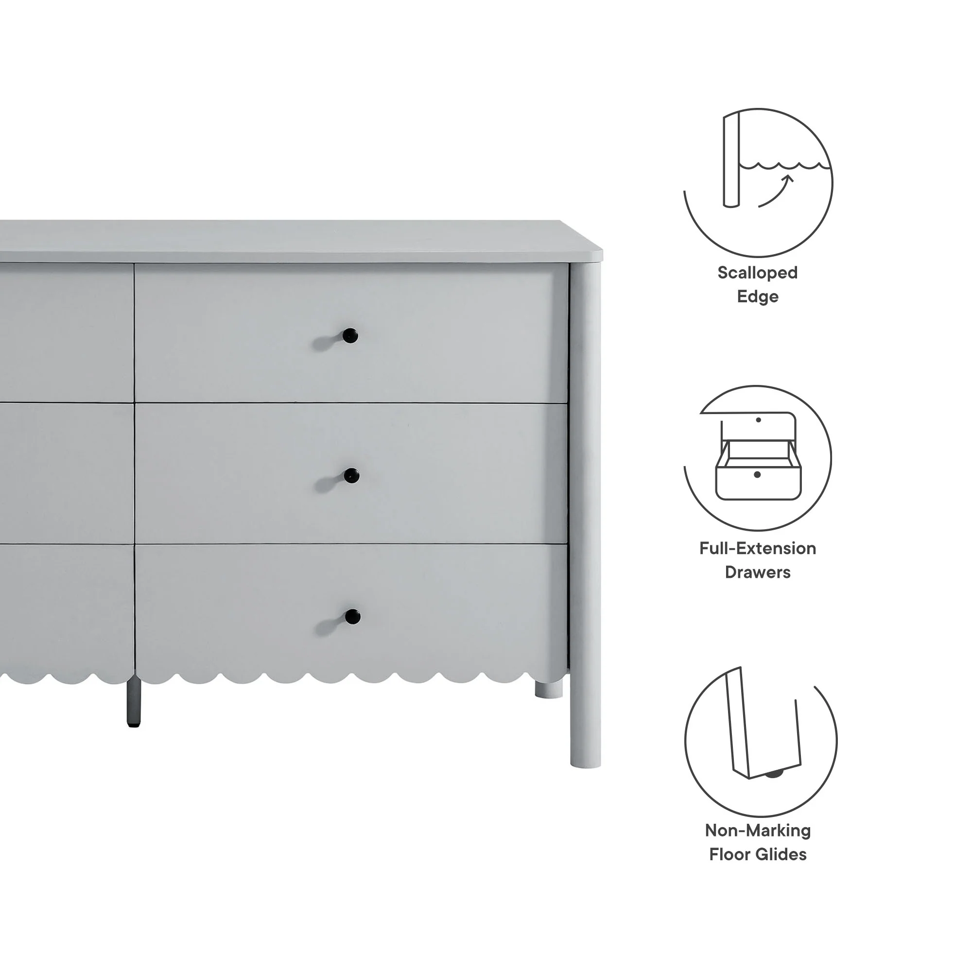 Emmeline Scalloped 6-Drawer Dresser by Modway - Image 9