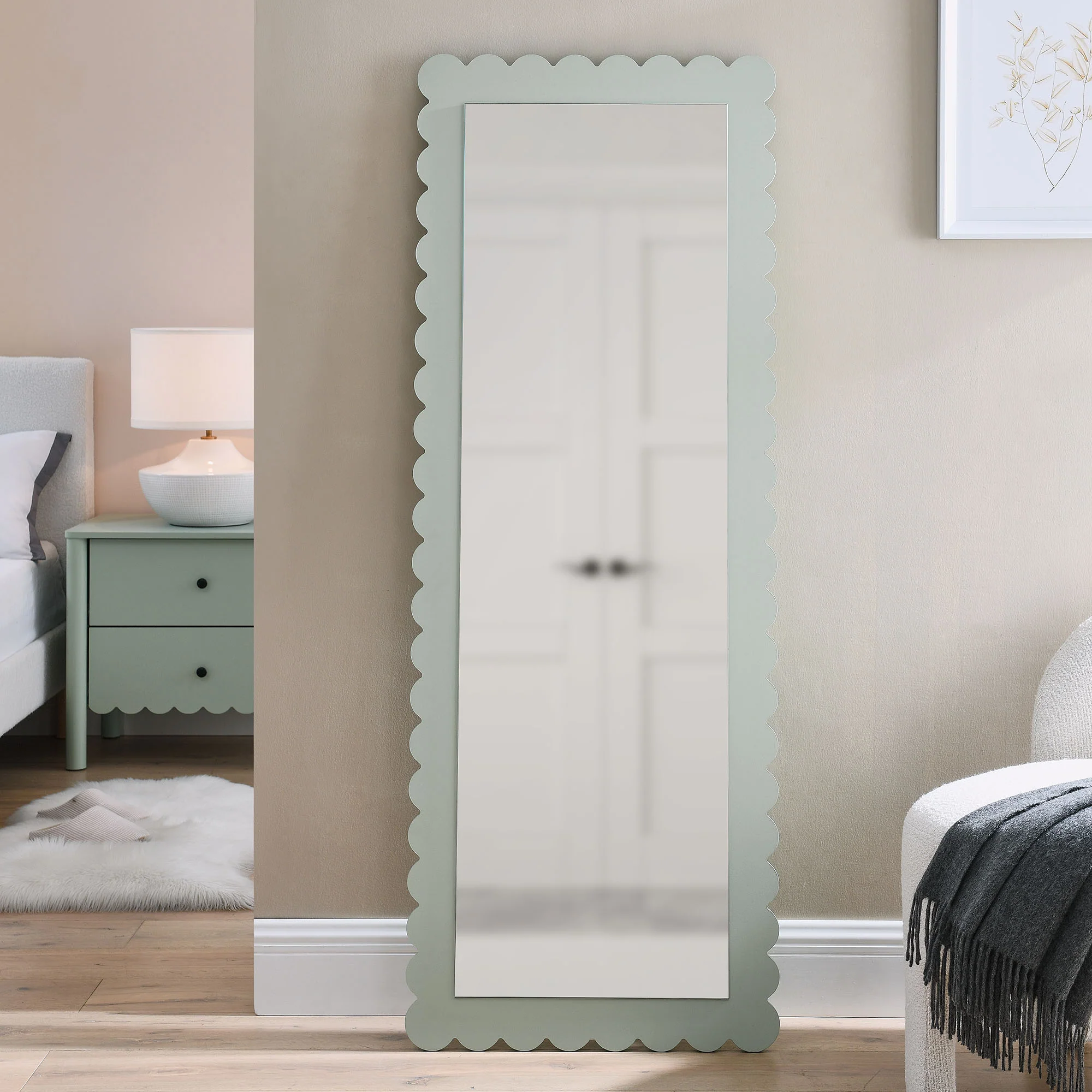 Emmeline Scalloped Rectangle Floor Mirror by Modway - Image 14