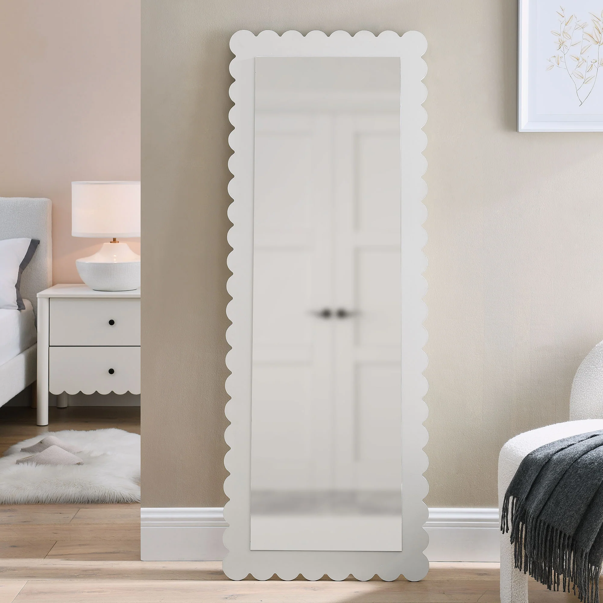 Emmeline Scalloped Rectangle Floor Mirror by Modway - Image 22