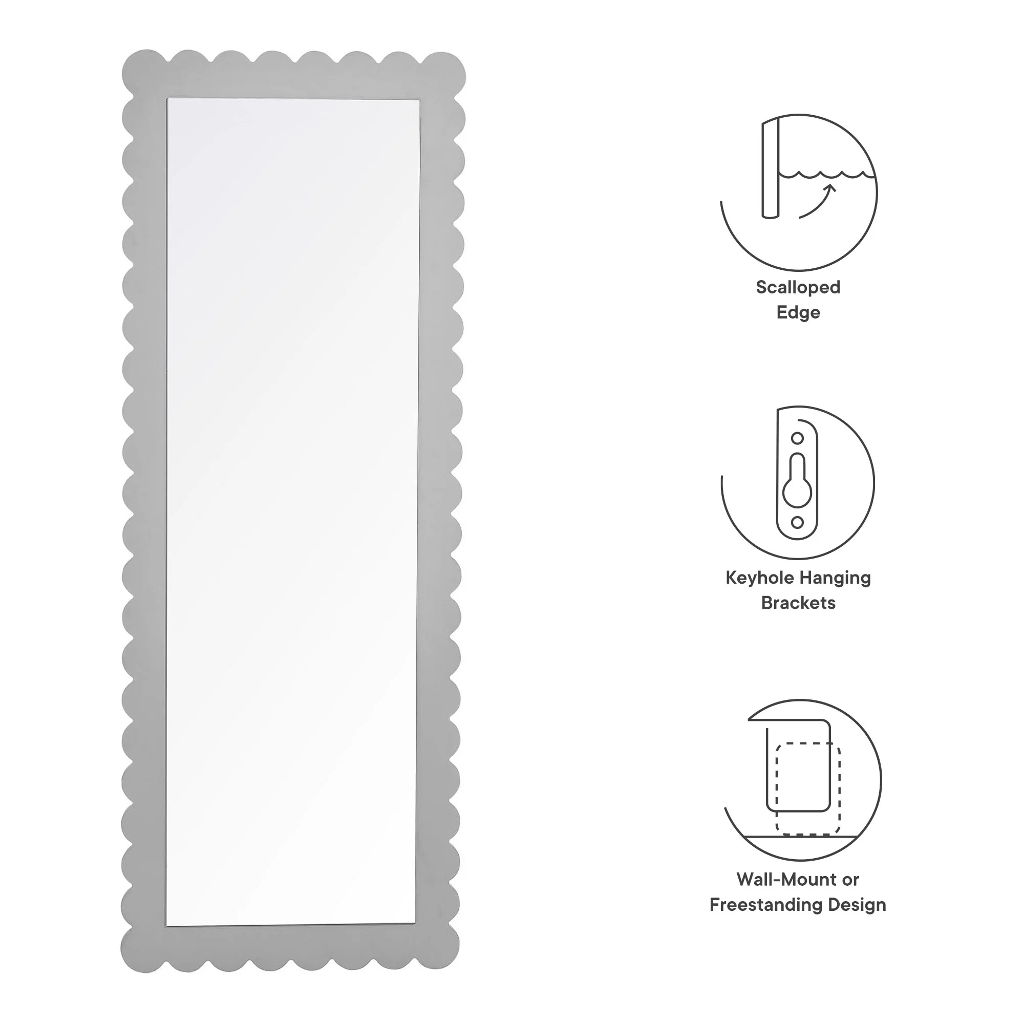 Emmeline Scalloped Rectangle Floor Mirror by Modway - Image 7