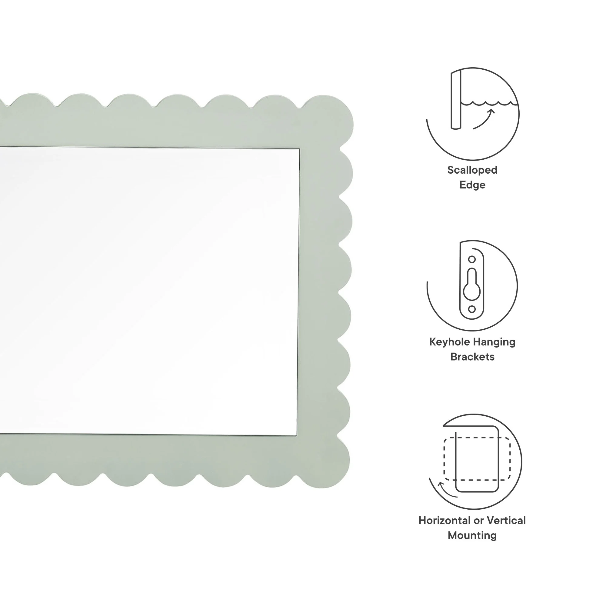 Emmeline Scalloped Rectangle Wall Mirror by Modway - Image 17