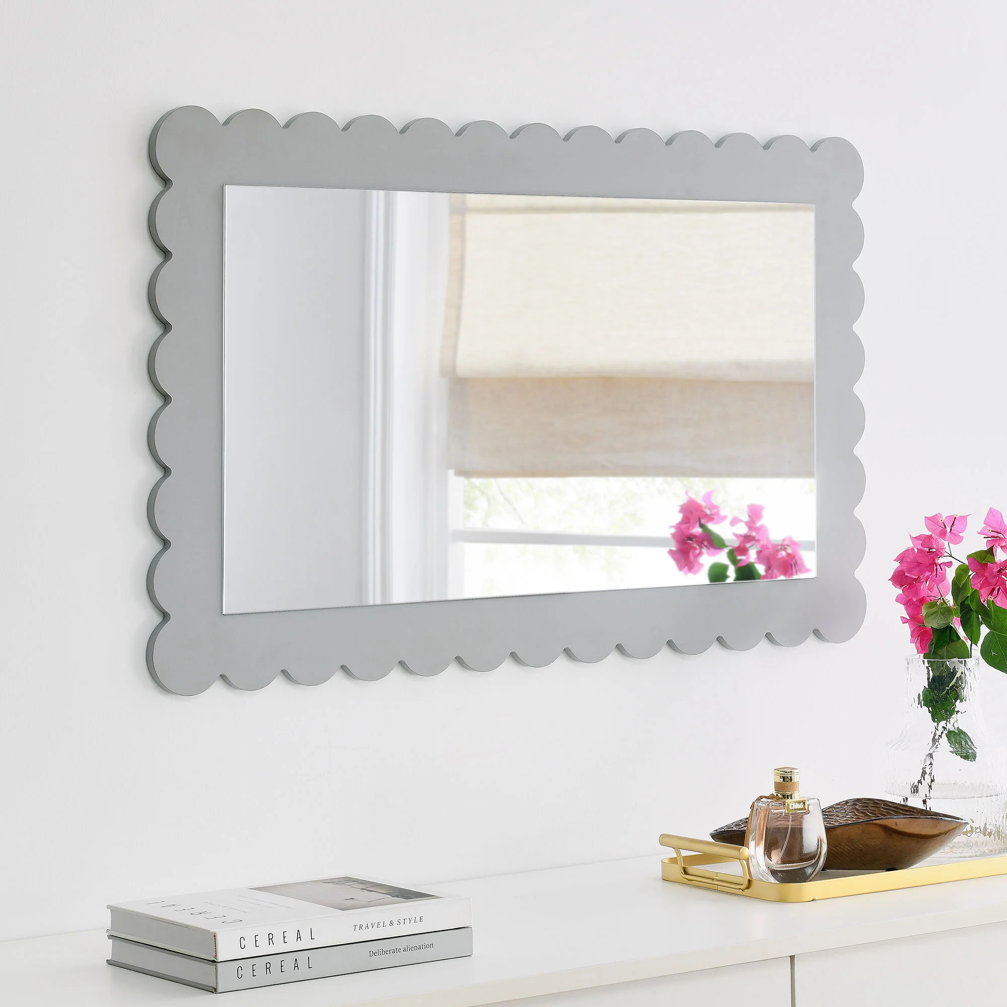 Emmeline Scalloped Rectangle Wall Mirror by Modway - Image 7