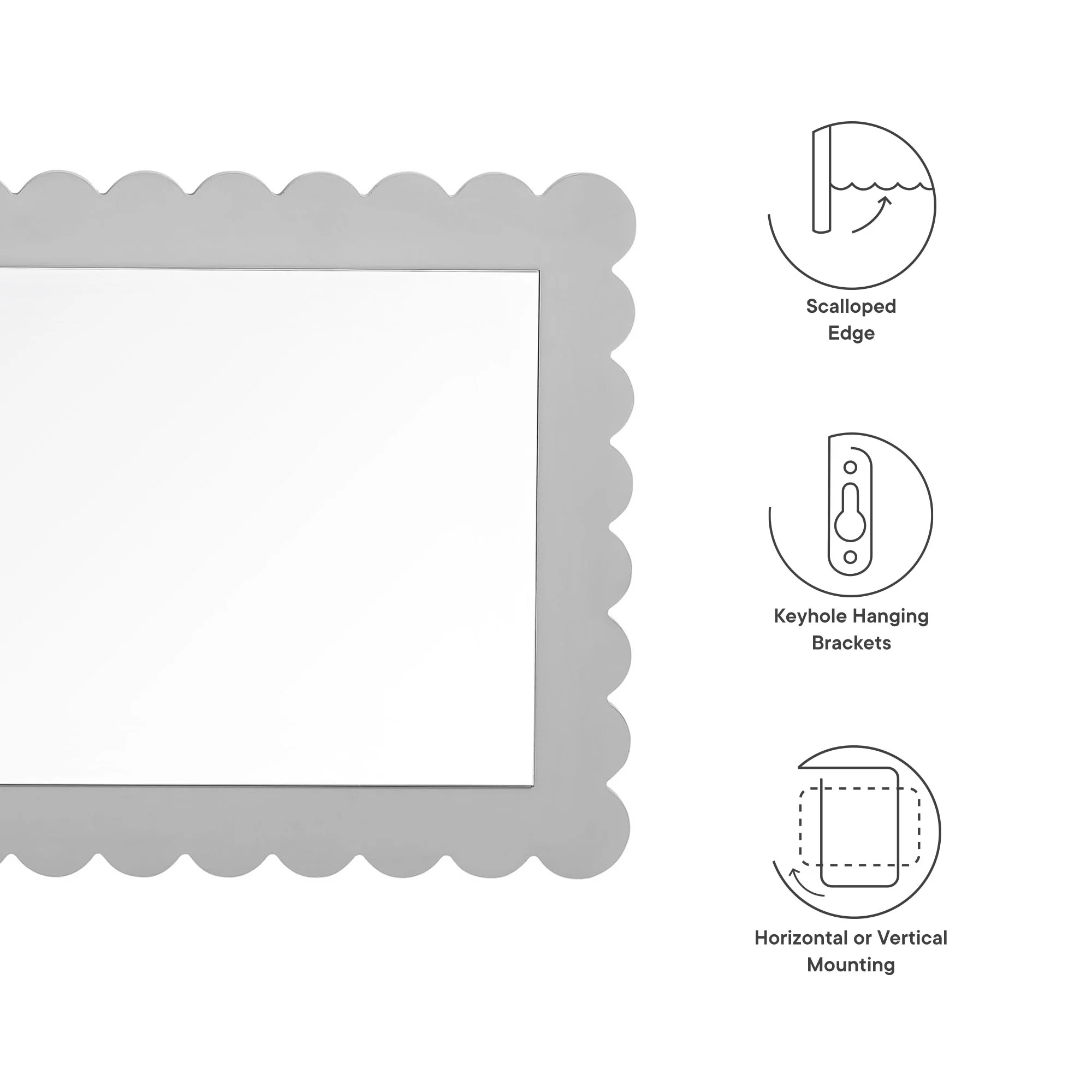 Emmeline Scalloped Rectangle Wall Mirror by Modway - Image 8