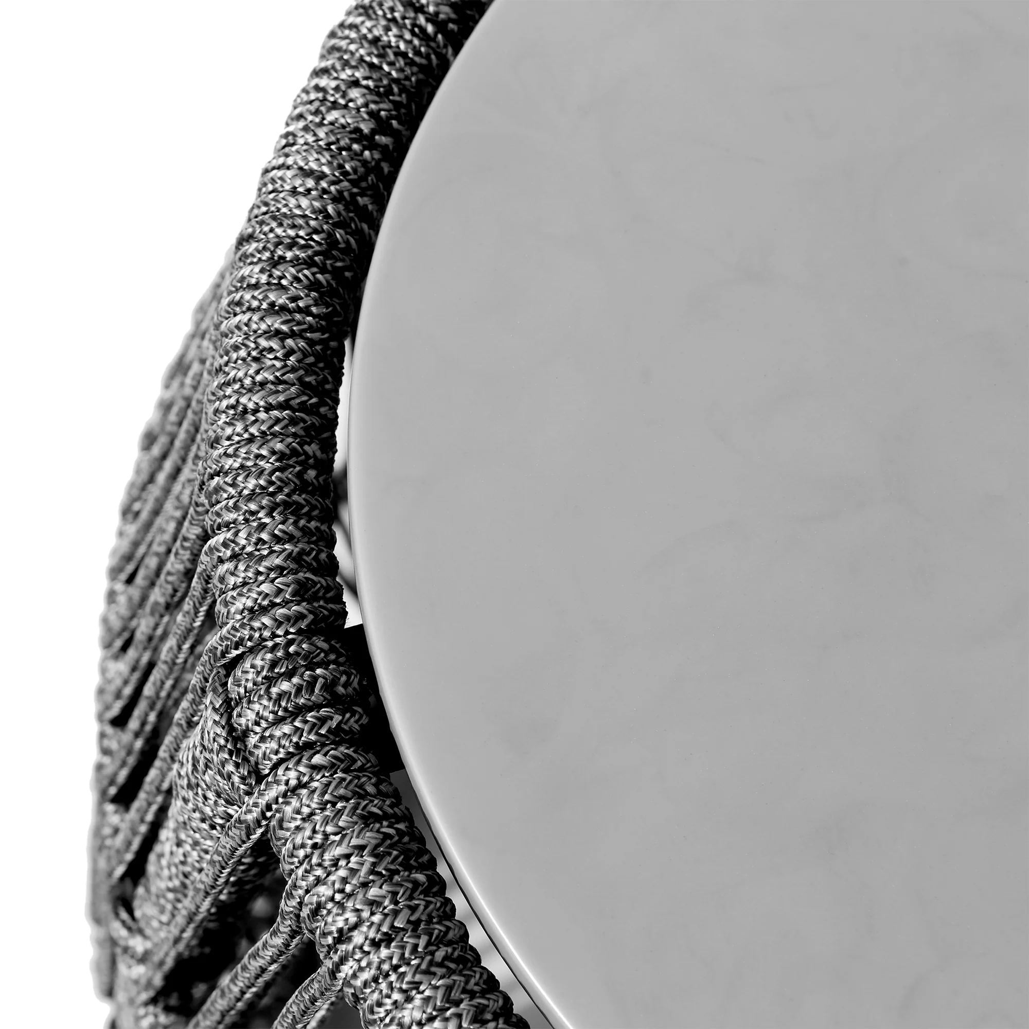 Emory Indoor Outdoor Garden Stool End Table in Grey Rope and Grey Stone By Armen Living - Image 4